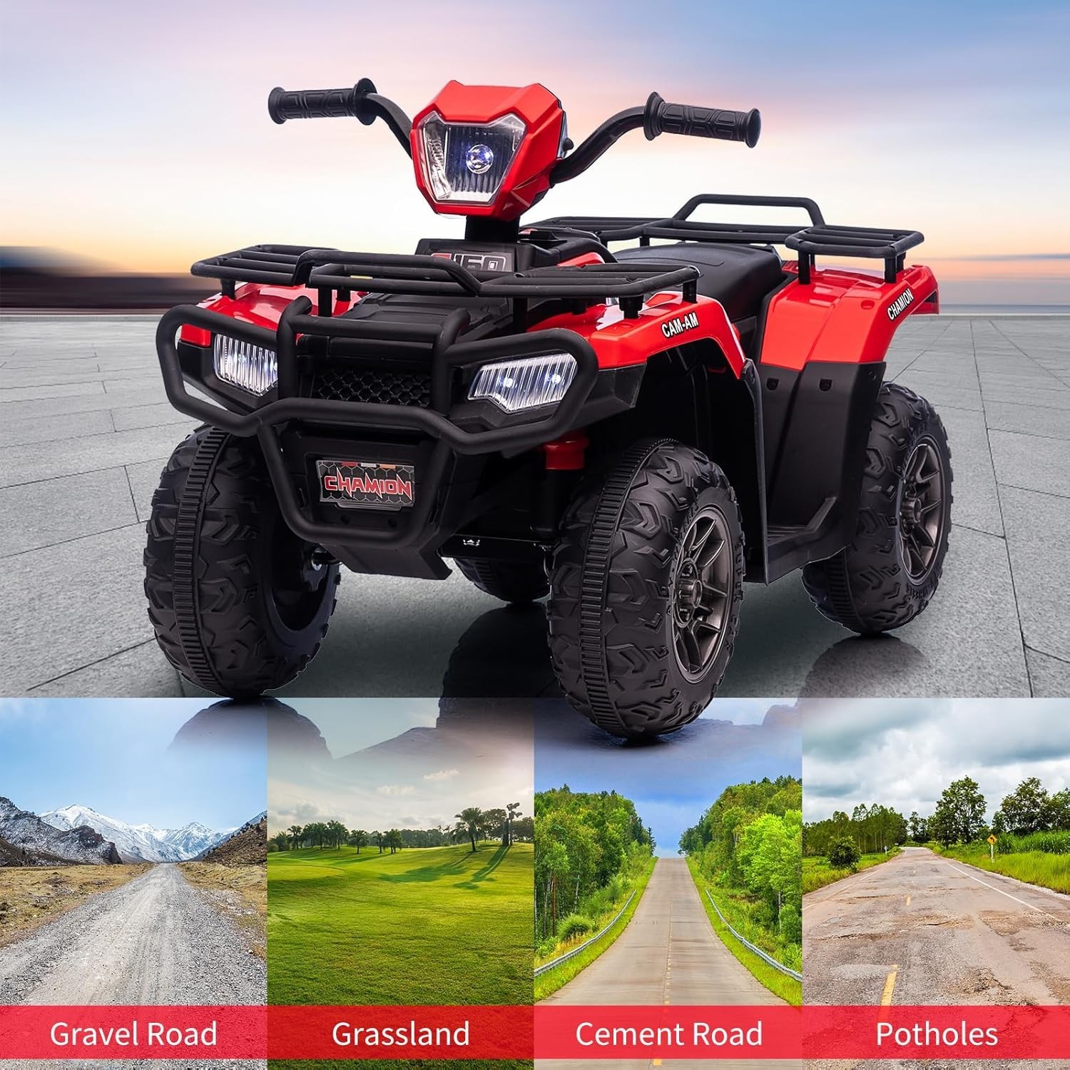 12V Kids Ride on Toy 4 Wheeler Quad Car 1.5-2.2mph Speed with Music LED Light