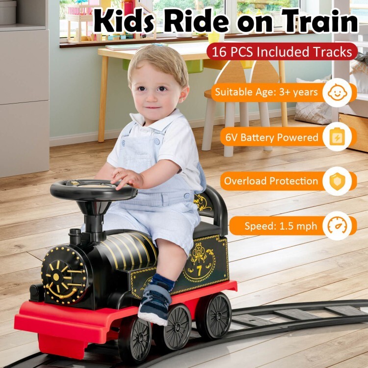 6V Rechargeable Battery Kids Ride on Electric Train Gift Kids w/Durable Wheels