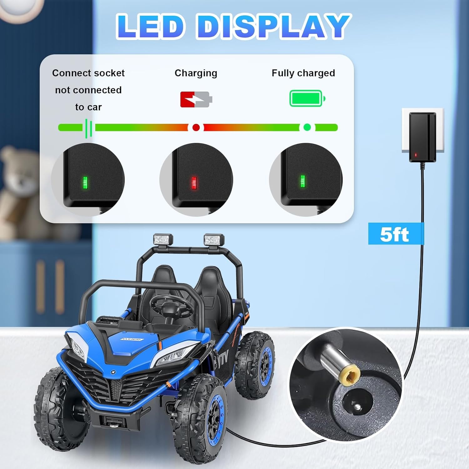 24V Charger for Kids Ride On Cars, Wrangler SUV, ATV, Jeep, Quad, 1000mA