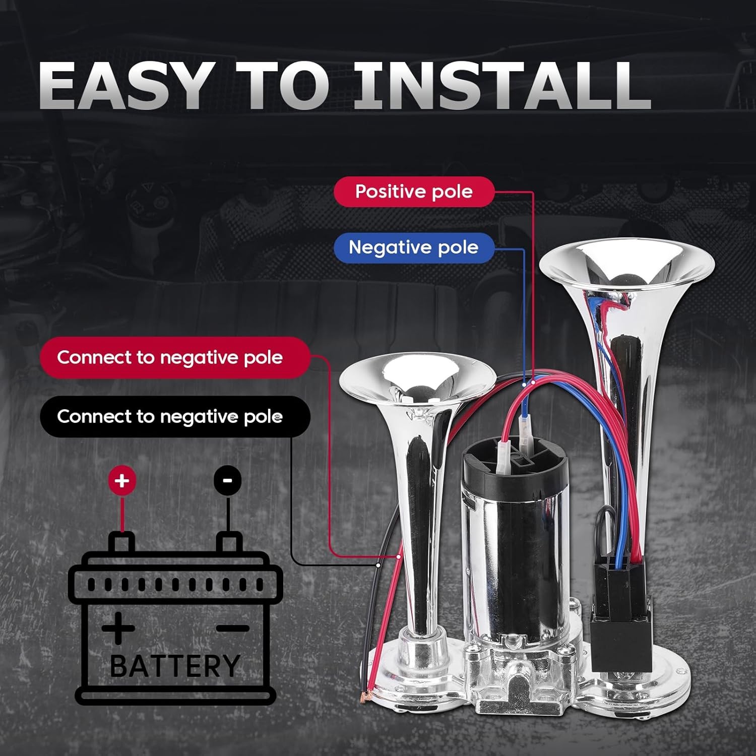 FILTERUP 12V 600DB Upgraded Air Horn Dual Trumpets, Super Loud Train Electric…