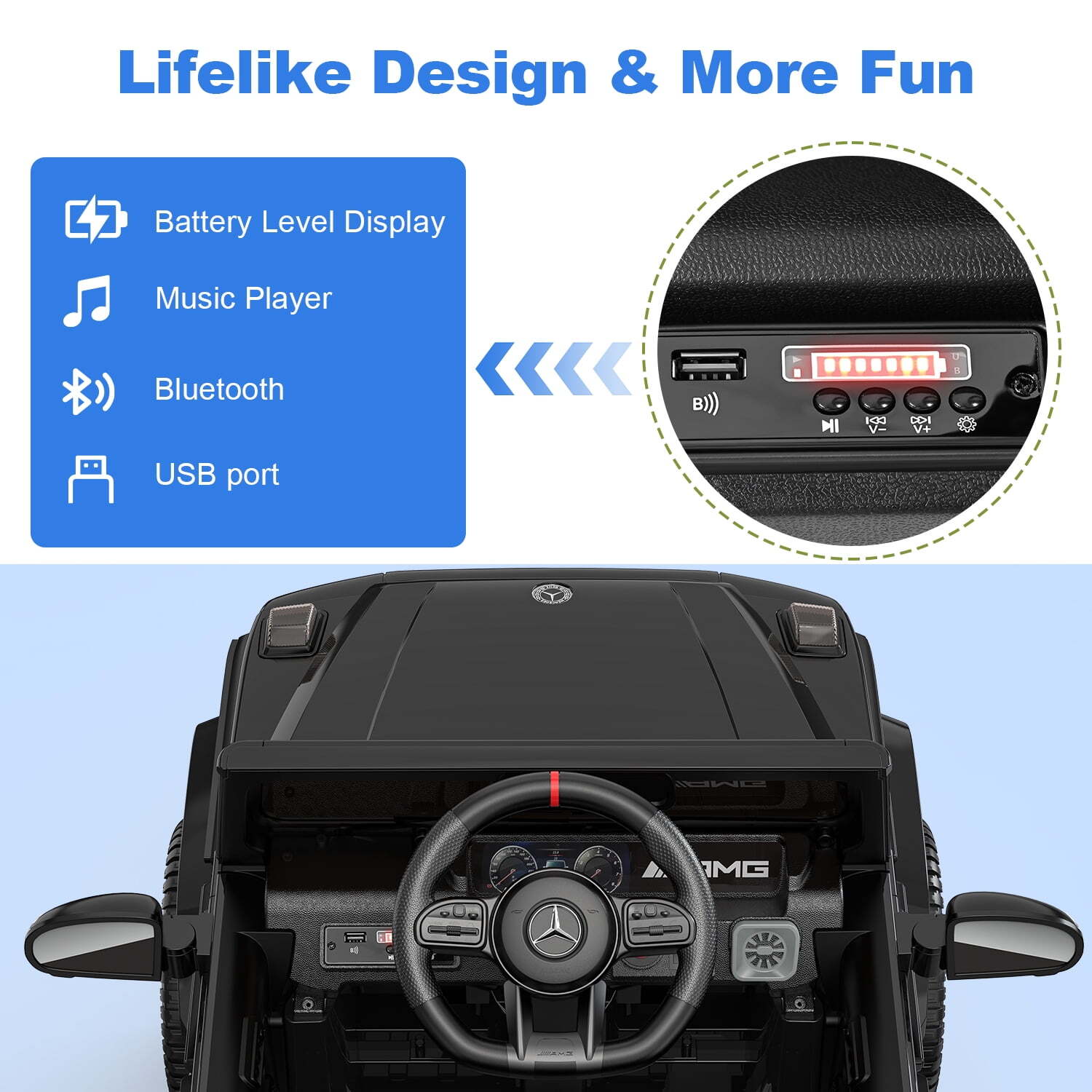 12V Mercedes Benz G63 G-Class G Wagon Ride On Toy w/ Remote Control LED Music