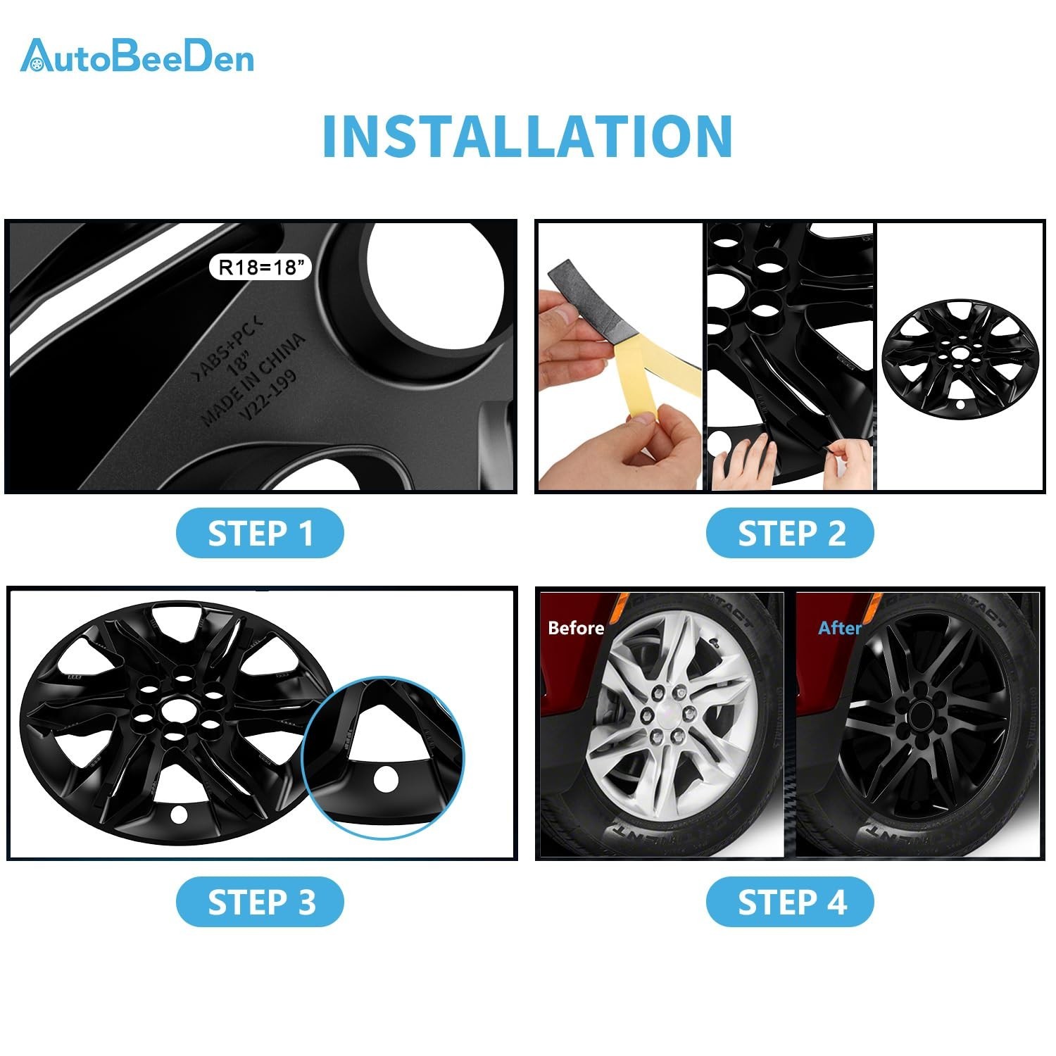 4-Pack 18 inch Wheel Skins Compatible with Chevrolet Chevy Blazer 2019 2020 2…