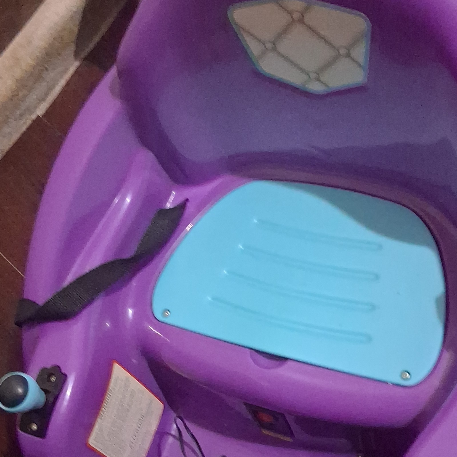 Purple Battery Operated Ride-On Bumper Car with Charger, Seat Belts, Ages 3-7