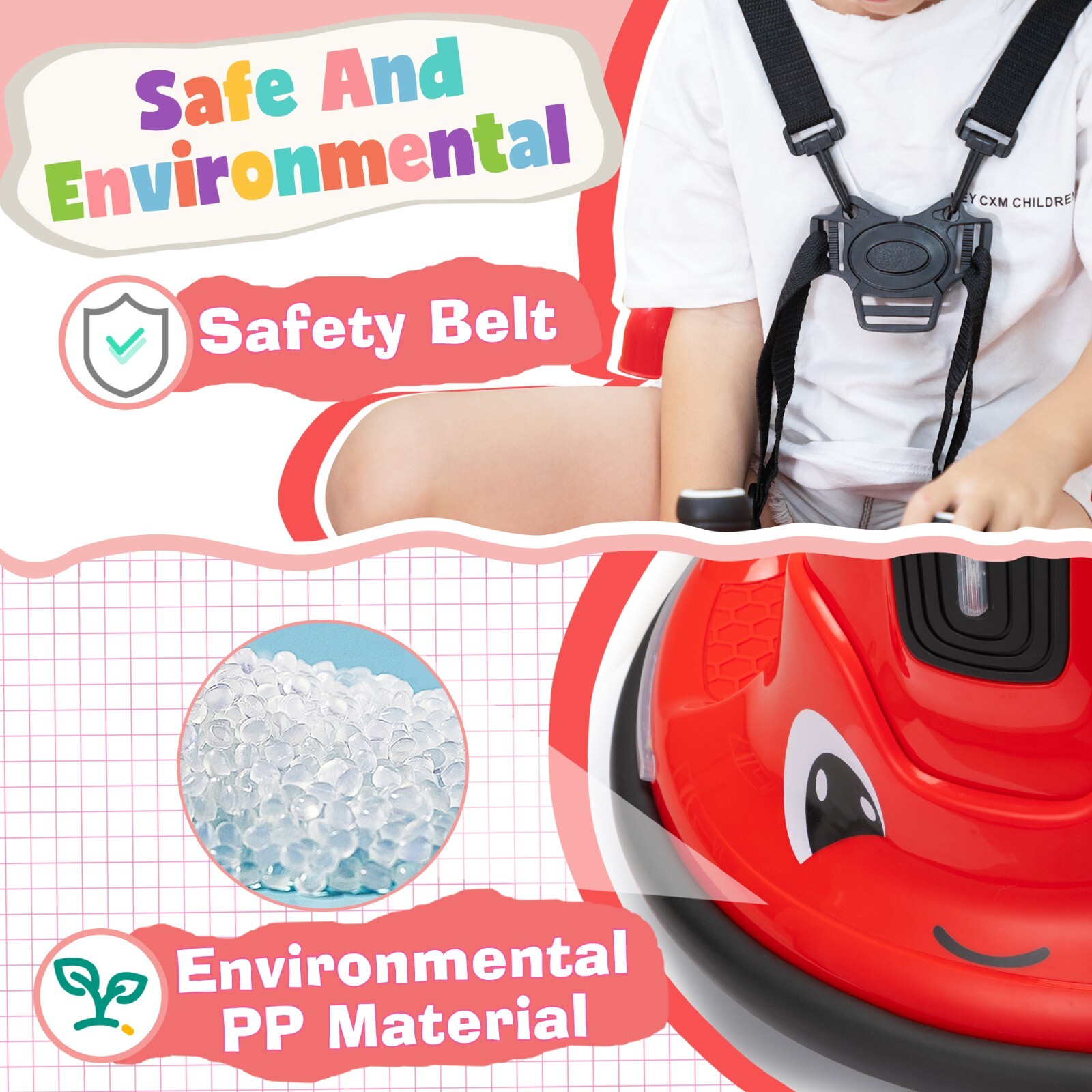 TOBBI 12V Kids Ride on Electric Bumper Snail Car w/ Remote Control for Toddlers