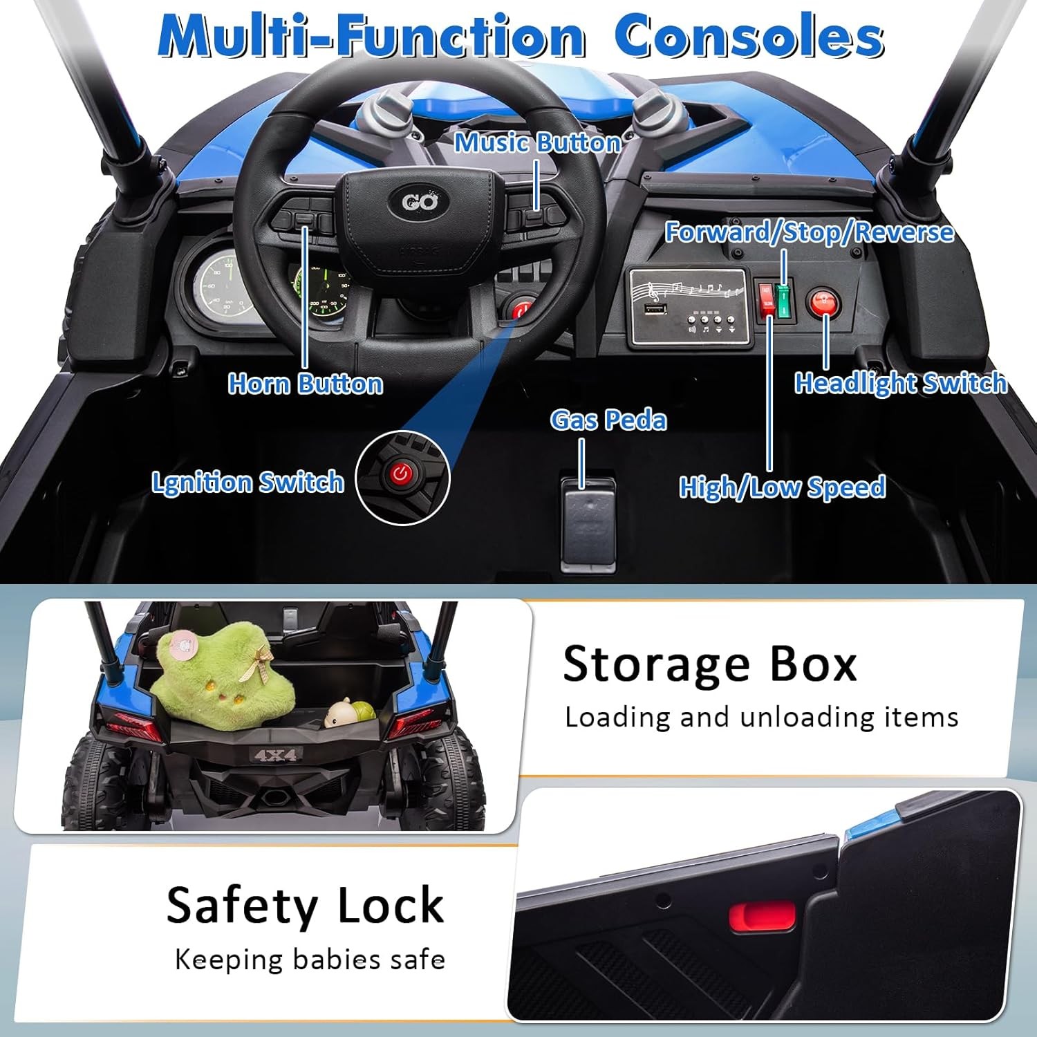 2 Seater Ride On Car Truck 24V Ride On Toys for Kids Electric Vehicle w/Remote