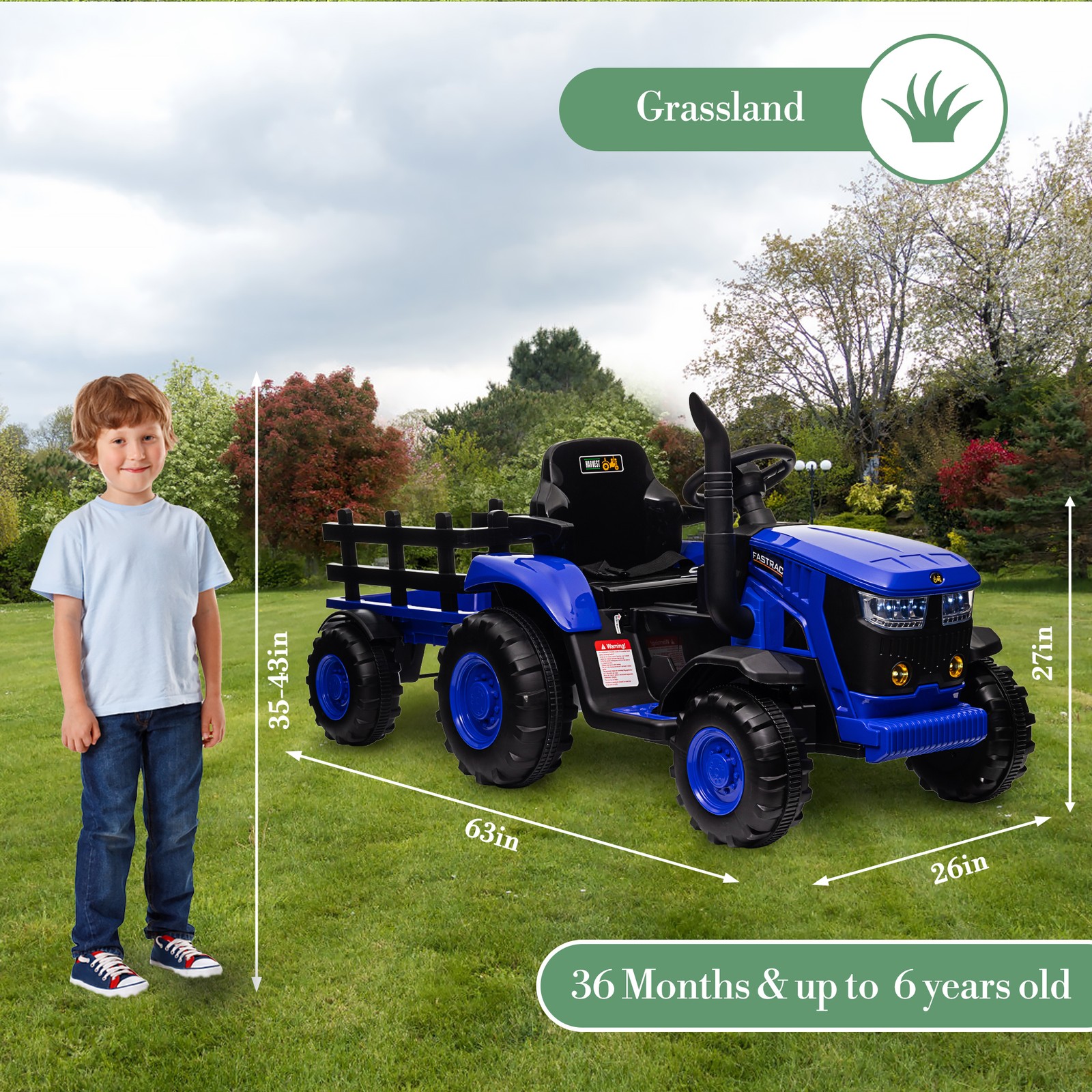 Electric Kids Tractor Ride-on Toy,Children’s Battery-Powered Vehicle,12v 7AH