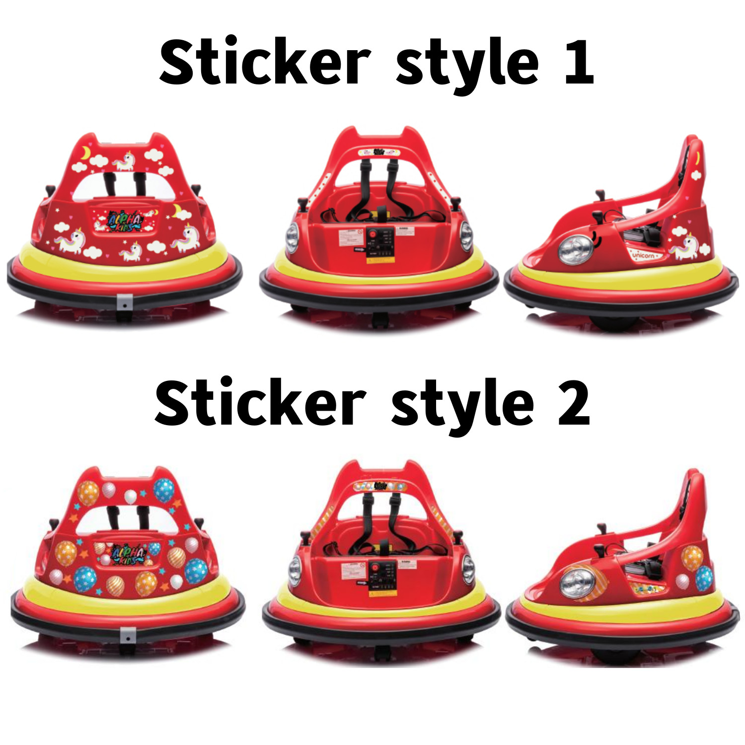 Bumper Car for Kids 12V Remote Control 360° Spin Toddler Ride Car with Sticker