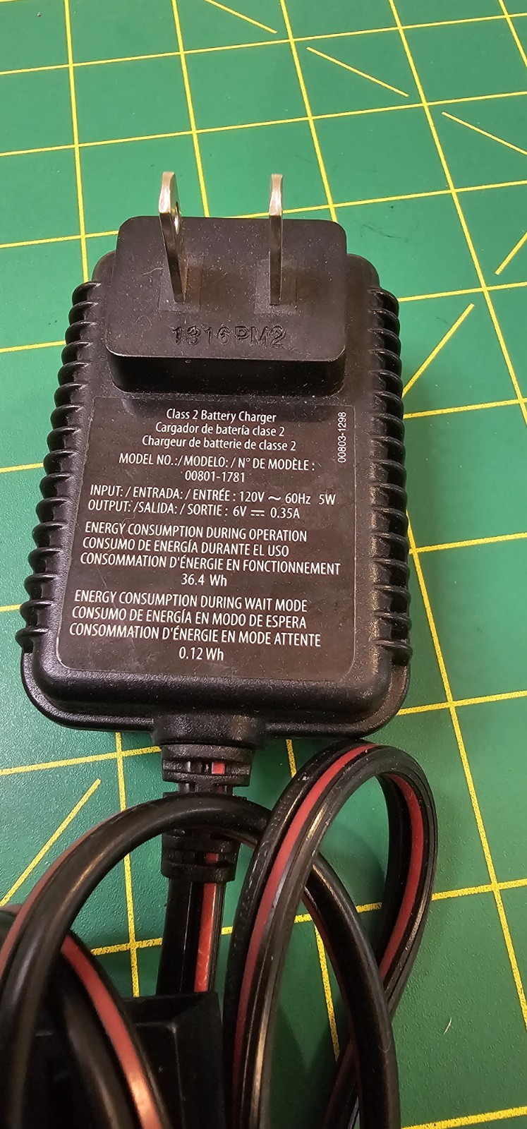 Fisher Price Power Wheels 00803-1295 6V Class 2 Battery Charger OEM Genuine P2