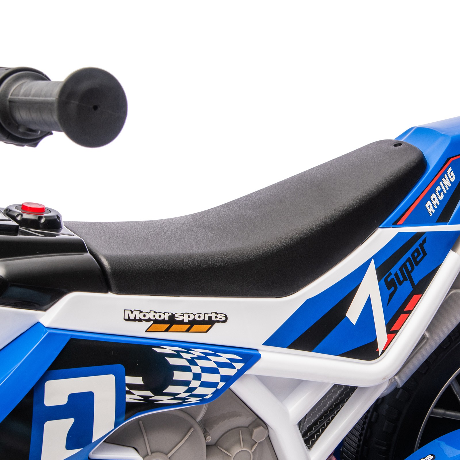 12V Kids Ride On Motorbike Motorcycle Dirt Bike with Music,Training Wheels Blue