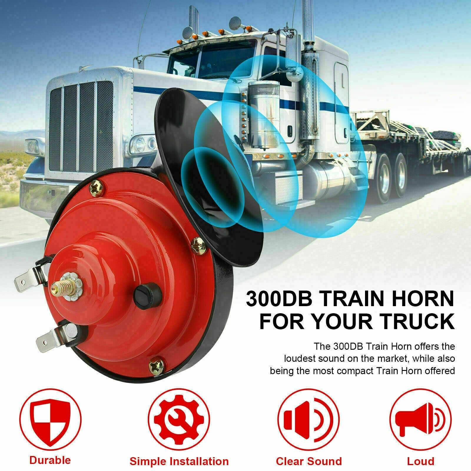 2PC 12V 300DB Super Loud Train Horn Waterproof Motorcycle Car Truck SUV Boat