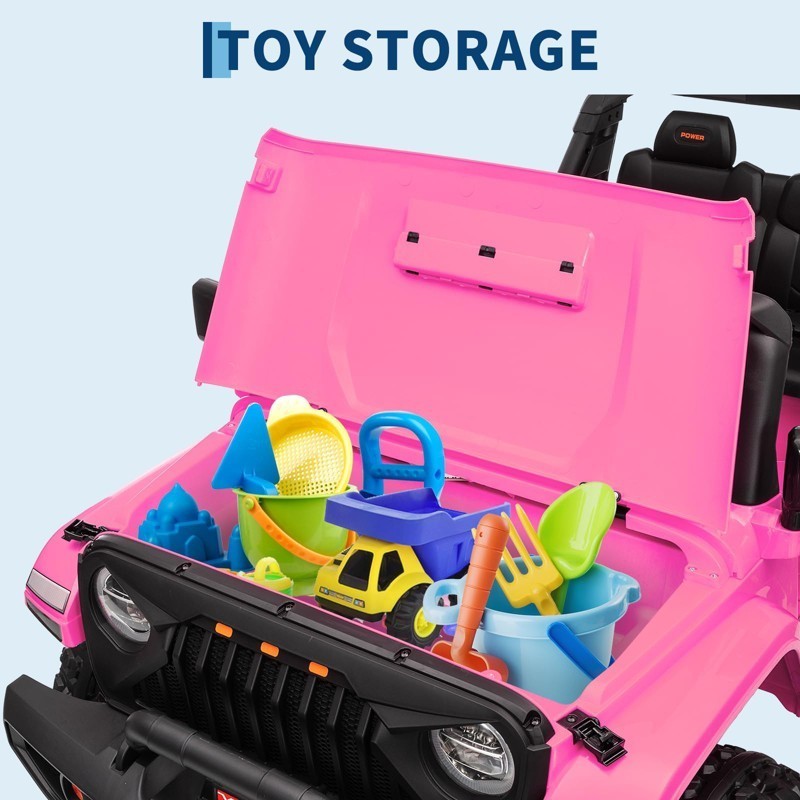 Garve 24V Electric Ride On Car for Kids, 4WD 20.5in 2-Seater – Pink