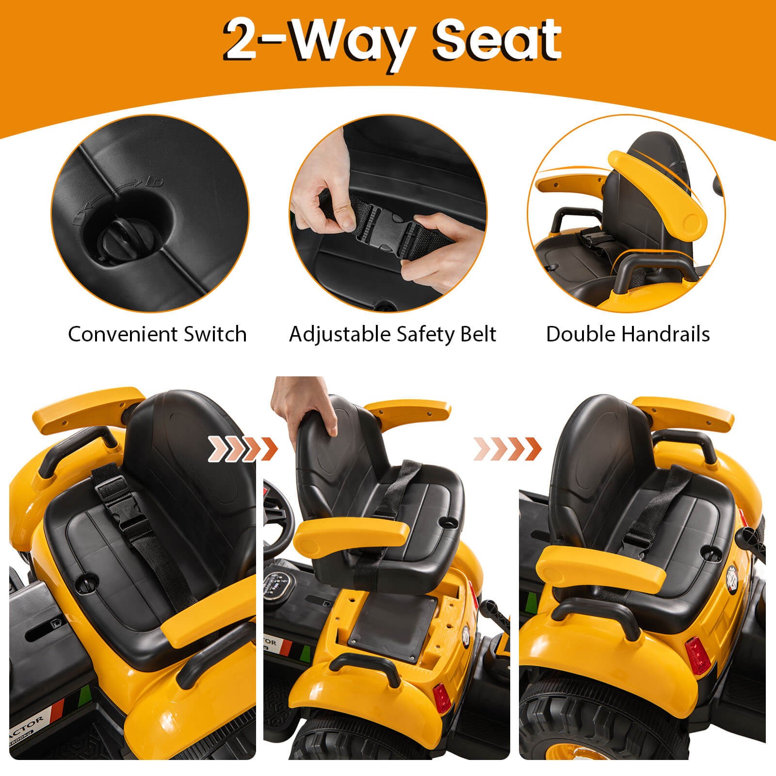 4 in 1 Ride on Tractor, Excavator & Bulldozer for Kids, Trailer, Shovel Bucket