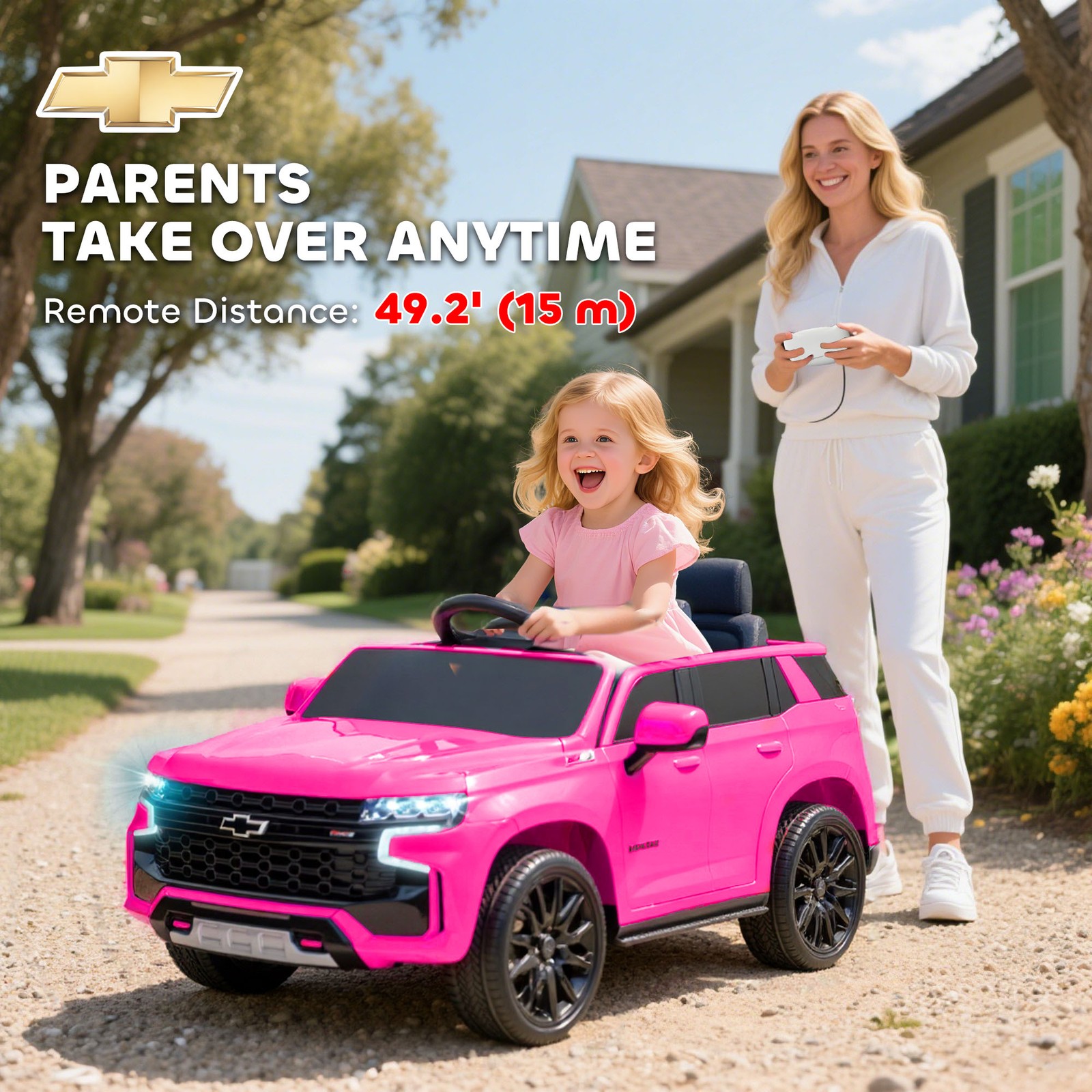 Electric Ride on Car, 12V Kids Ride-on Toy, Pink