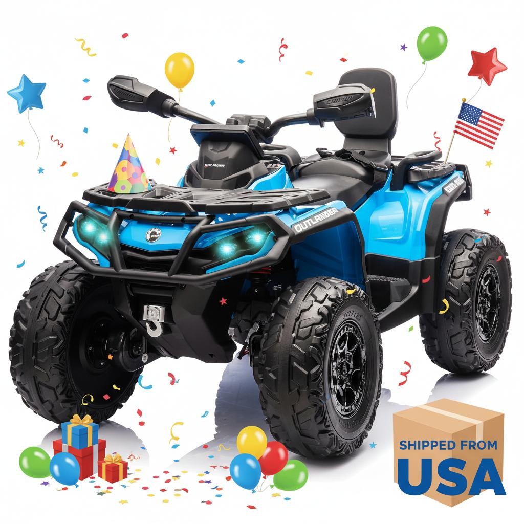 12V Kids Electric Ride On ATV,4-Wheeler Toy Car with 2 Seater,4 Mph Safety SpeeD