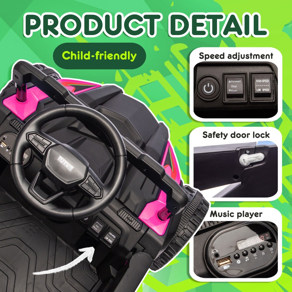 24V Kids Electric , 2.4G Parent Remote, 4-Wheel Suspension Anti-Collision Bar