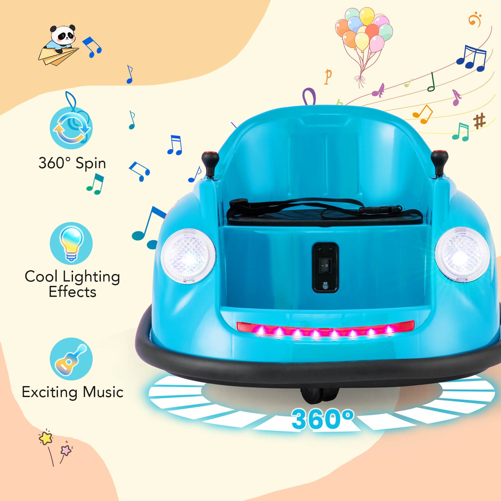Ride on Bumper Car for Kids with Remote Control 360 Degree Spin LED Light