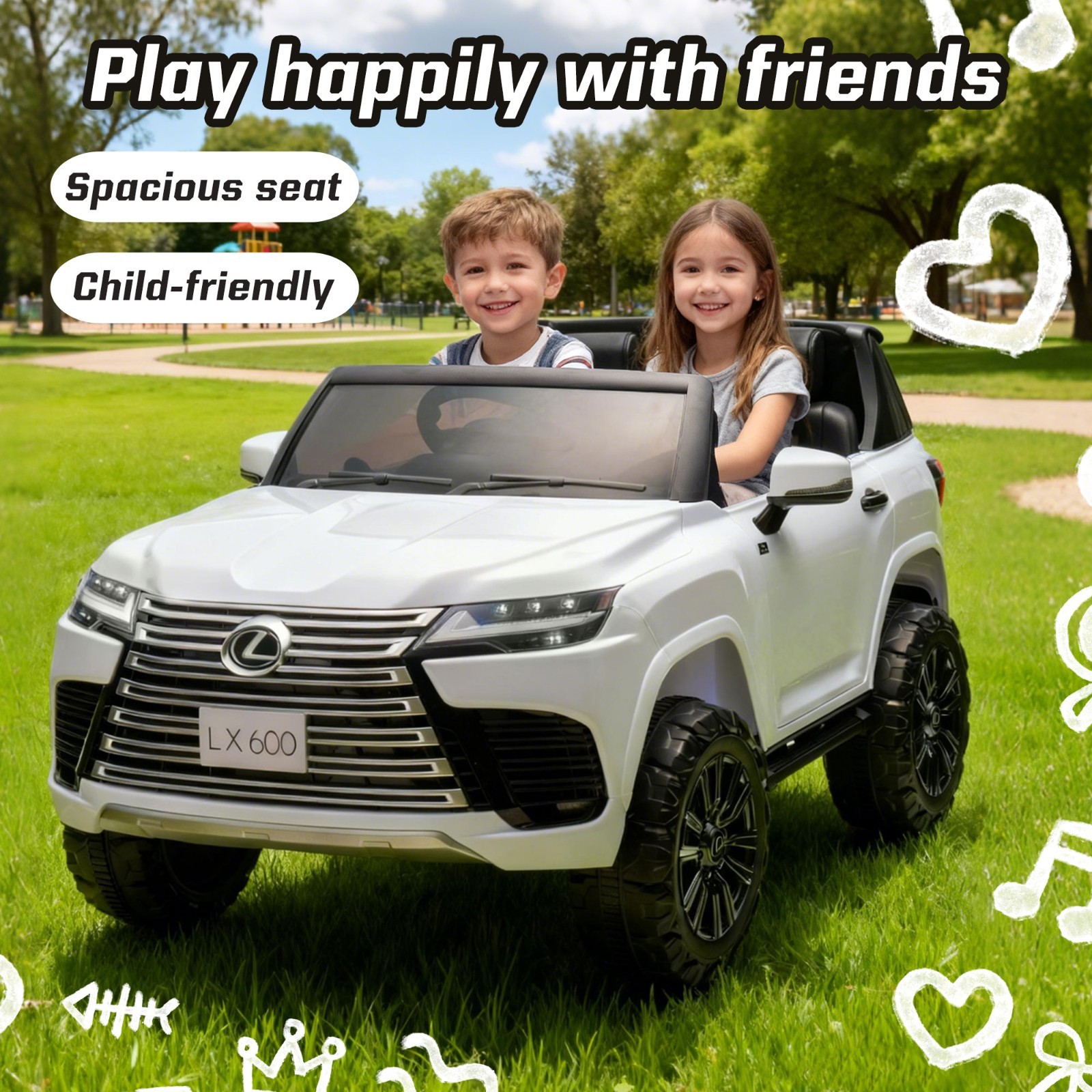 24V Kids Ride On Car Licensed LEXUS LX600 SUV w/Remote,Dual 55W Motors,White