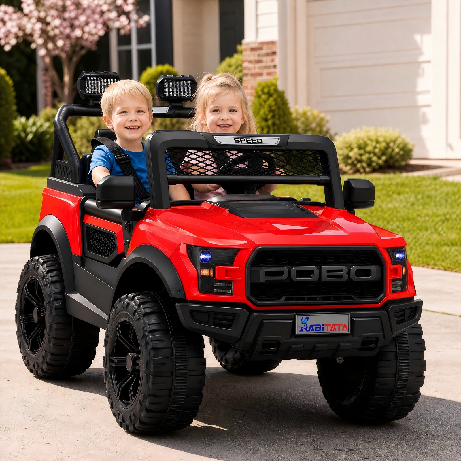 12V Kids Electric Ride On Car 2 Motors Off Road RC LED Music Swing 4WSA 3-8Y