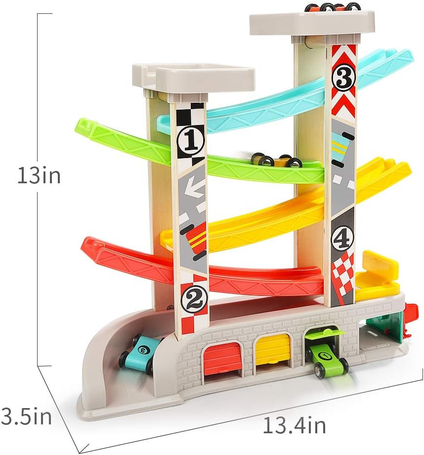Car Ramp Toys, Race Track Car Toy for Toddler Age 2-4 Year Old Boy with 4 Cars,