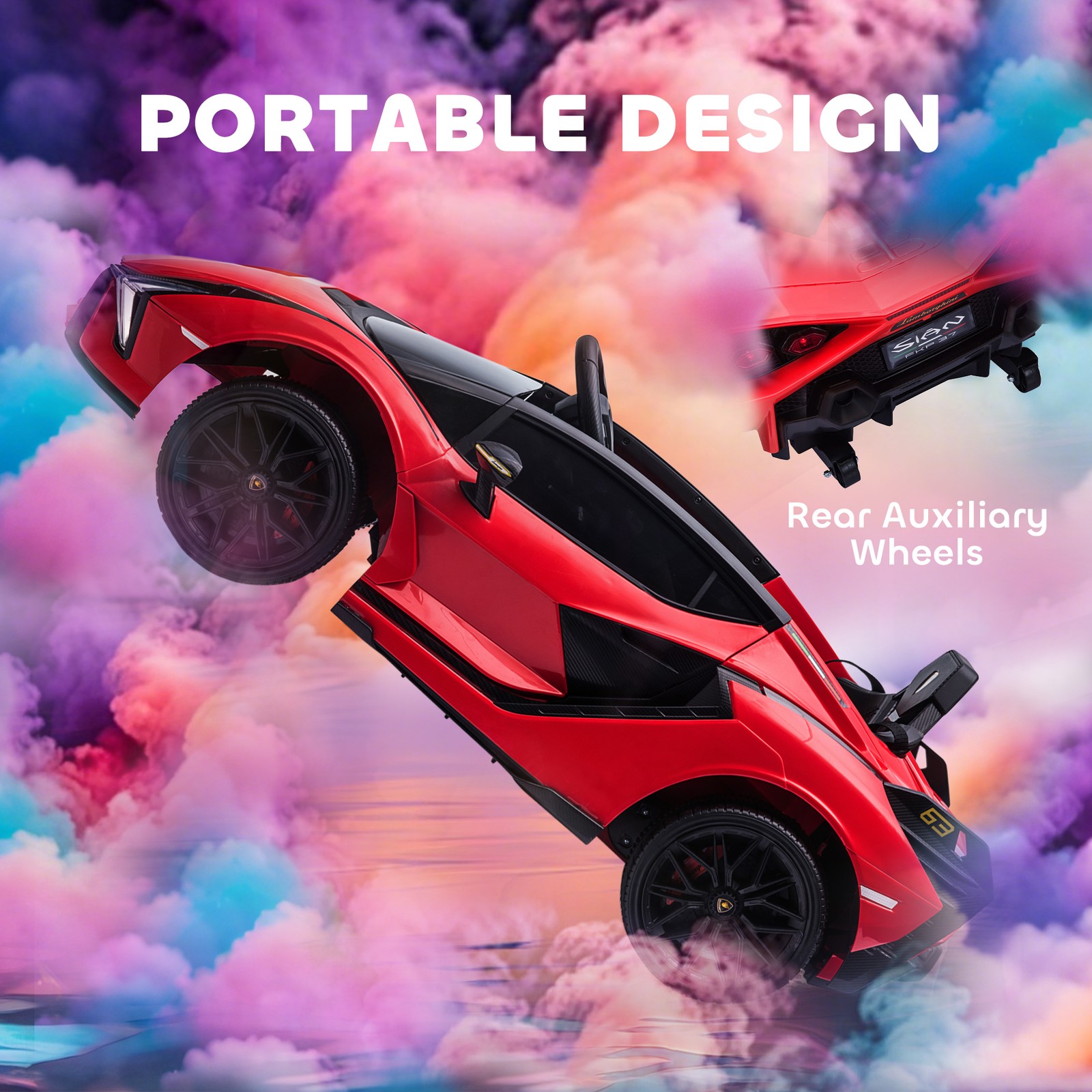 12V Electric Car for Kids with Remote Control, Horn, Music, & Headlights, Red