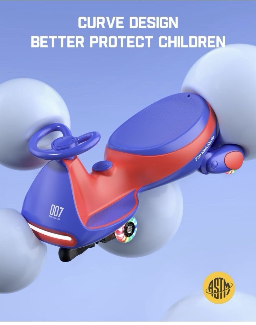 12V N7 Pro Electric Wiggle Car With Pedal Rechargeable Battery 2 In 1 Swing