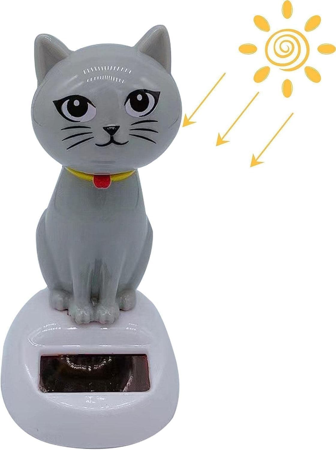 Gray Solar Powered Dancing Cat Doll Figure – Swinging 4 inches tall,