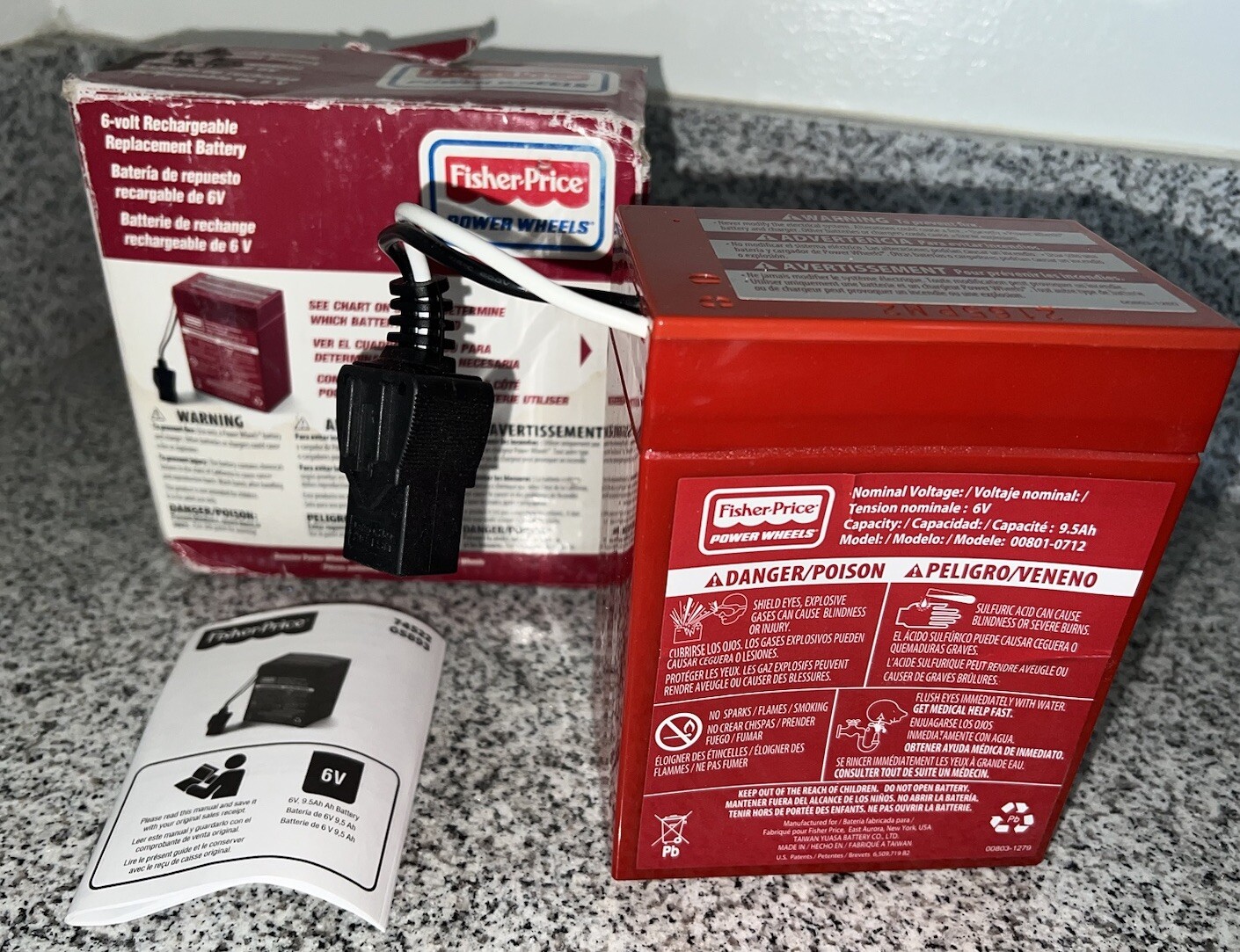 Fisher-Price Power Wheels 6-Volt Rechargeable Red Battery -NEW-