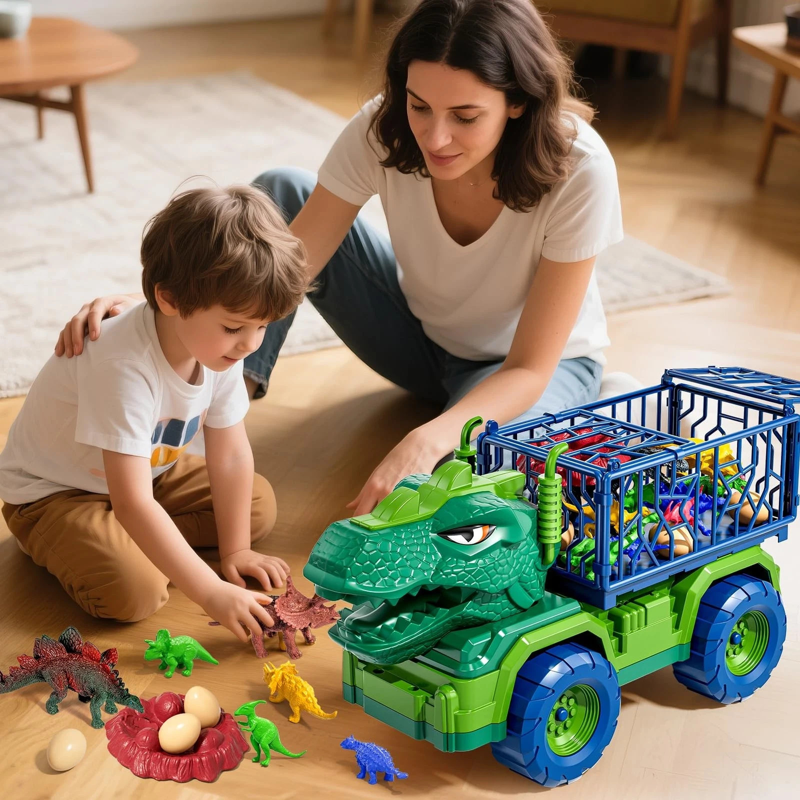 22 in 1 Toddler T-rex Dinosaur Truck Toy Set for Kids Boys 3-5 5-7,…