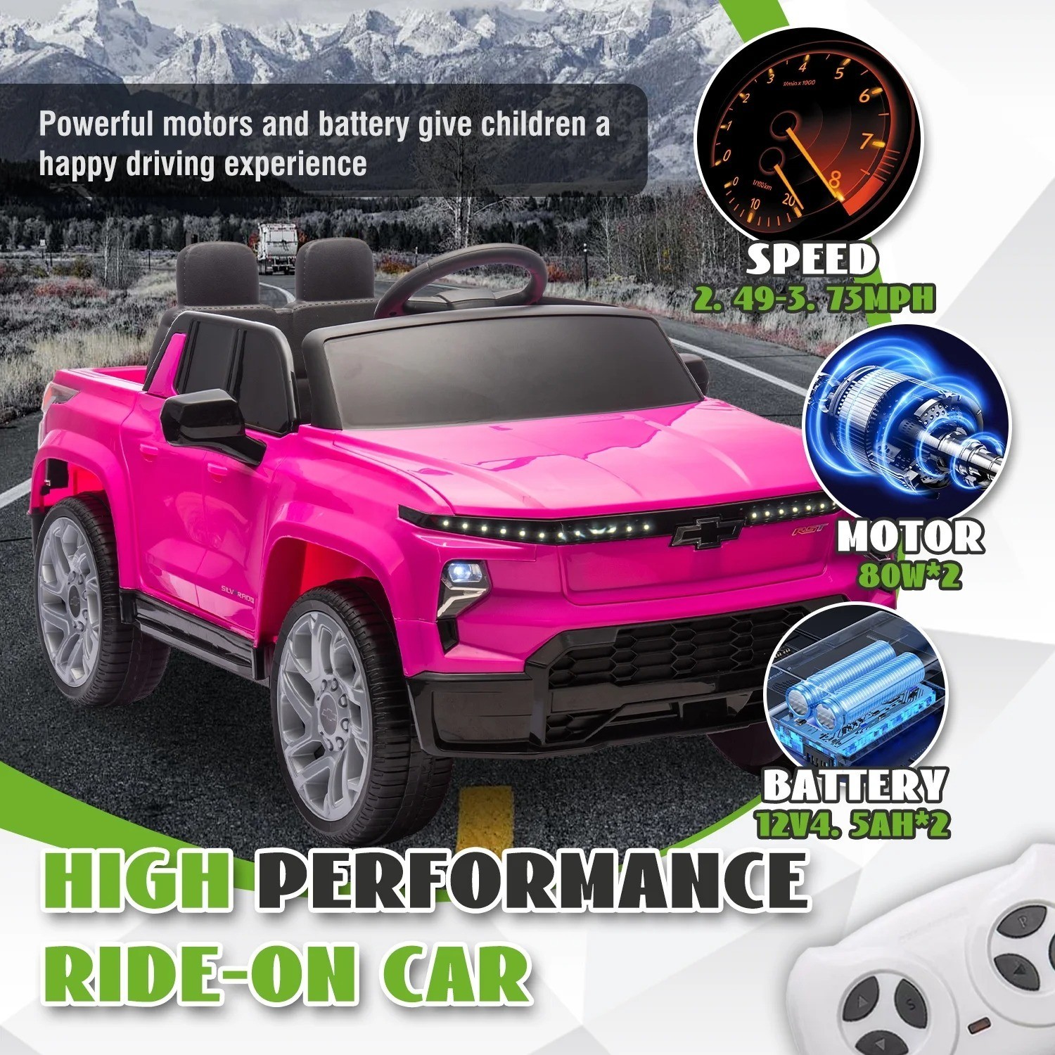 12V Kids Ride on Car 6-Wheel Electric Truck Toy with Remote Control for Kids 3-5