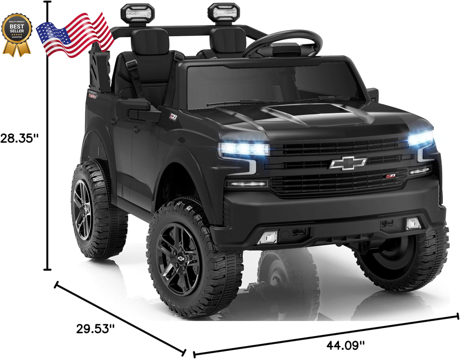 24V 2 Seater Ride on Toys Licensed Chevrolet Silverado, Electric Vehicle with Re