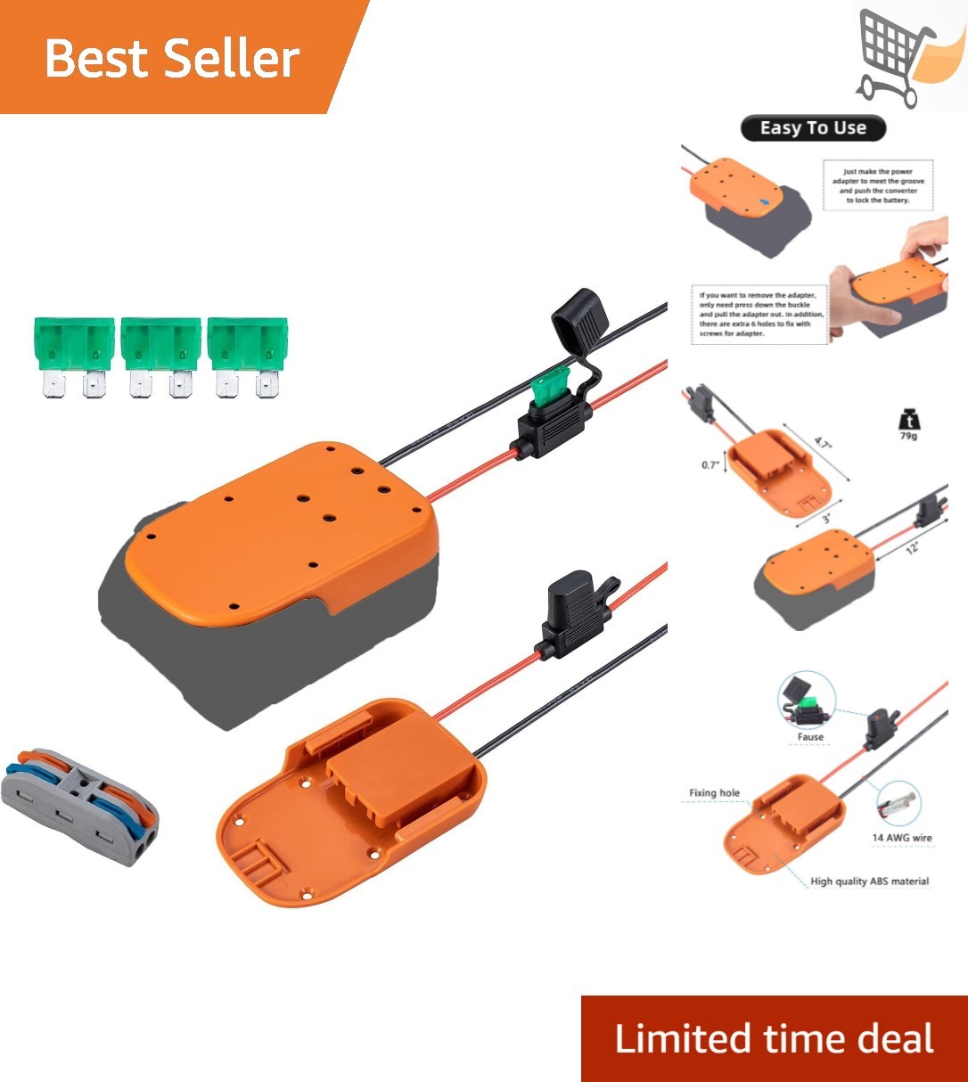 Power Wheels Battery Adapter 18V Li-ion, 14 Gauge Wire, Fuse, DIY & Robotics