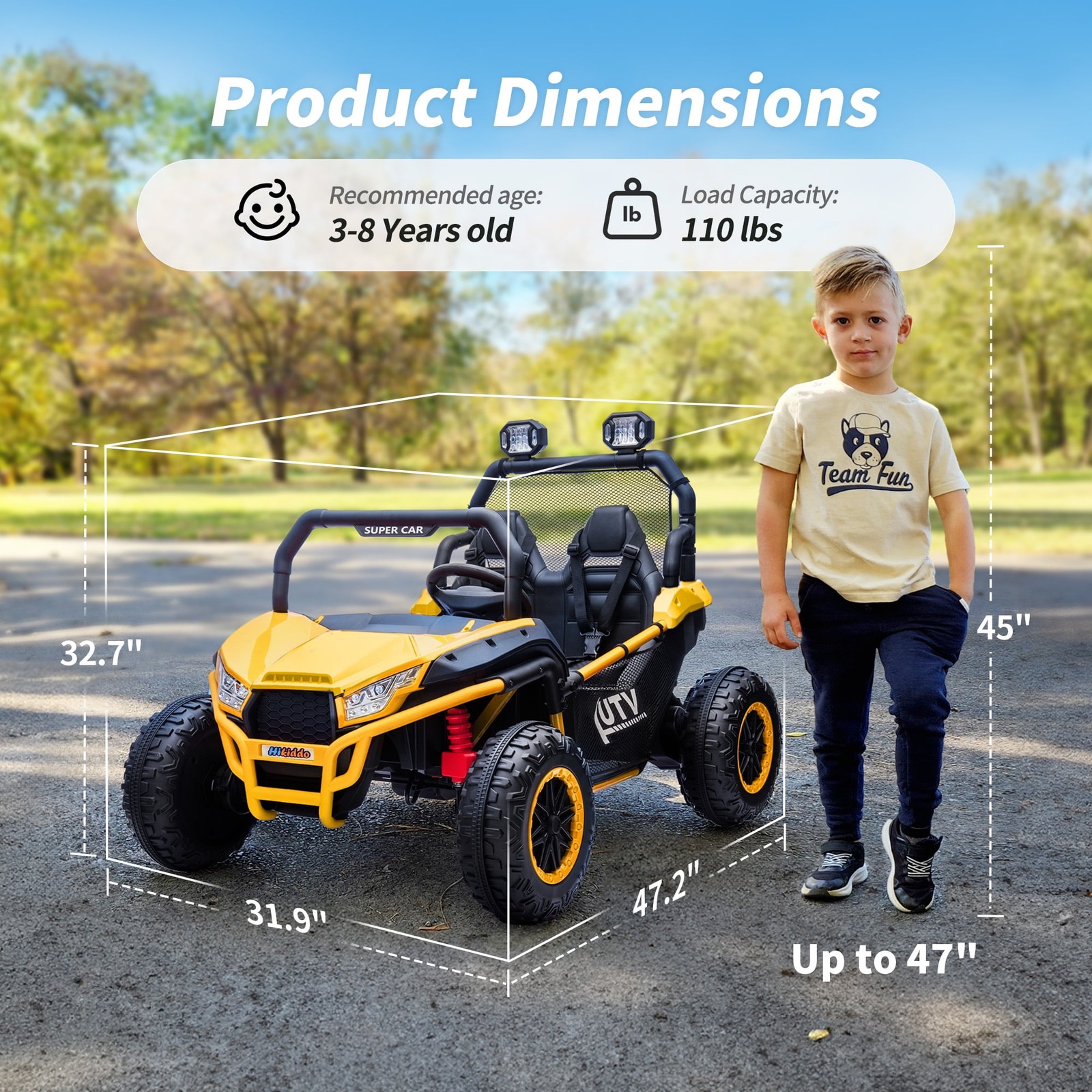 24V 10Ah Ride on Toys for Big Kids, 2-Seater Kids UTV Electric Car W/ Remote, 4*