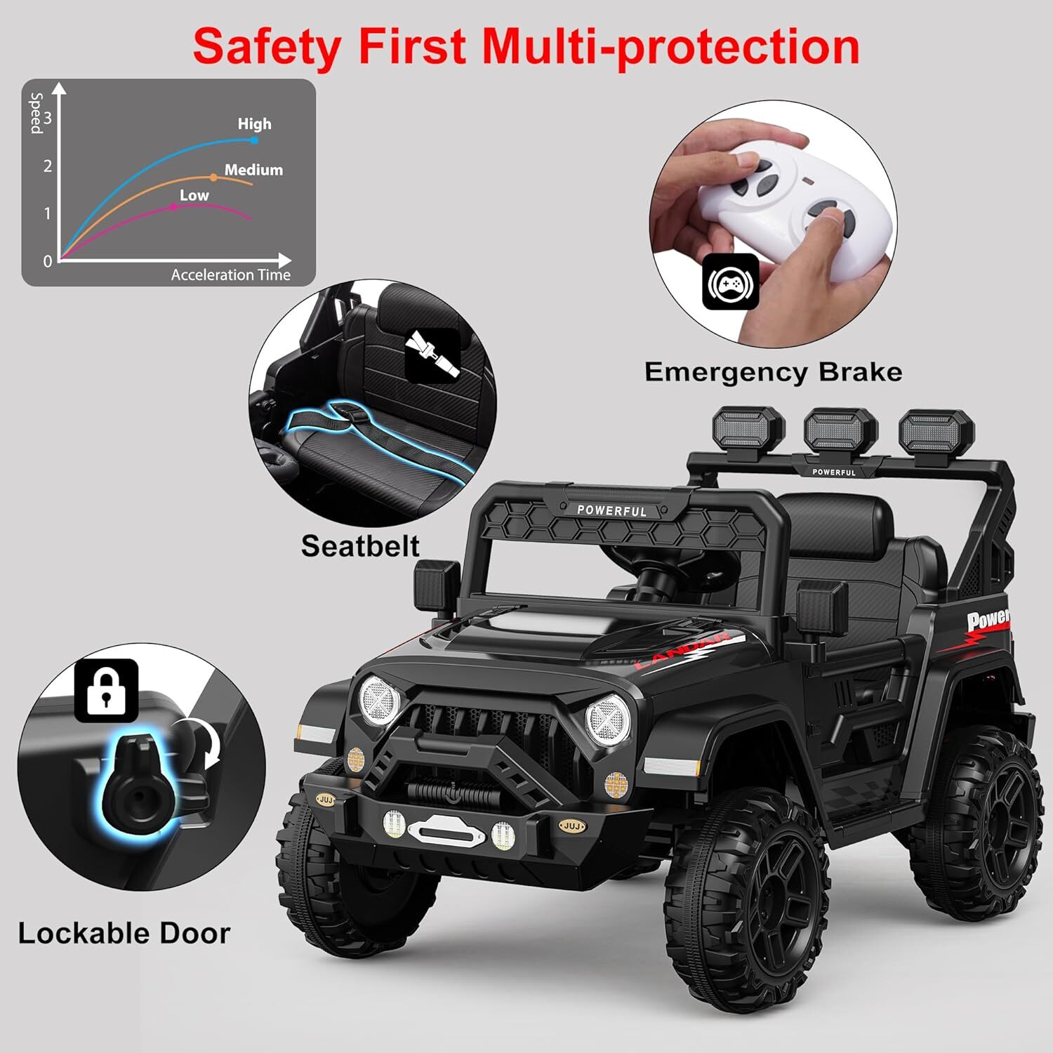12V7Ah Electric Kids Car Power Wheels Dual Drive Ride-on Truck Vehicle W/Remote