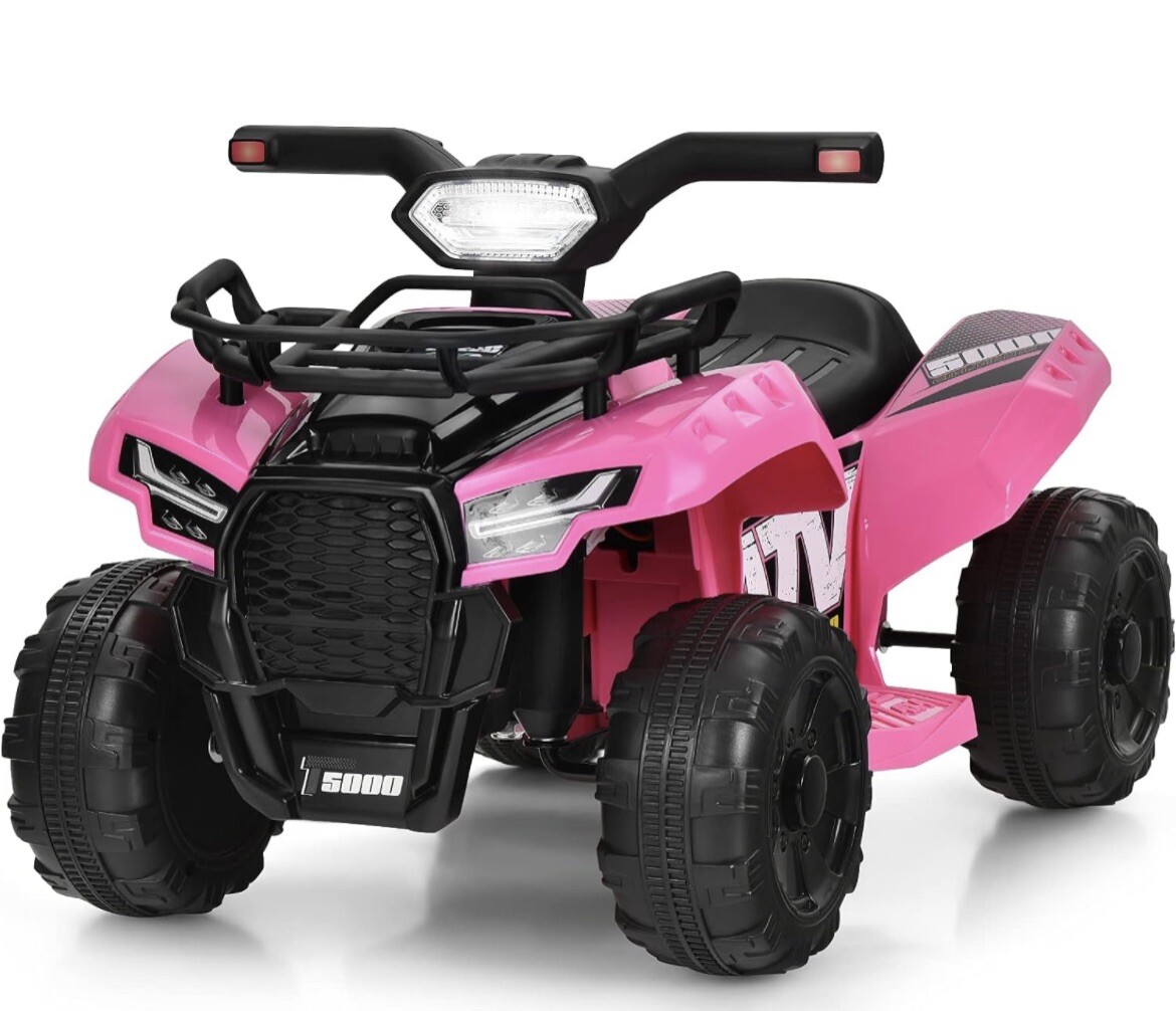 Pink Electric Kids ATV – Ride-On Car with LED Lights & MP3 Player