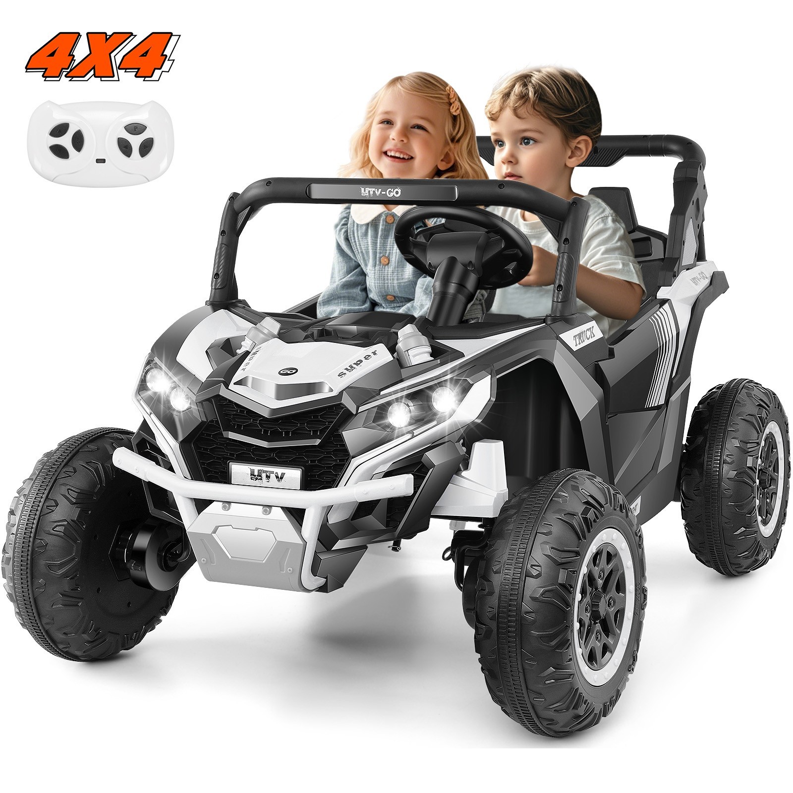 24V Ride on UTV for Kids, 2WD/4WD Switchable 2 Seater Electric Vehicle Car Gift-