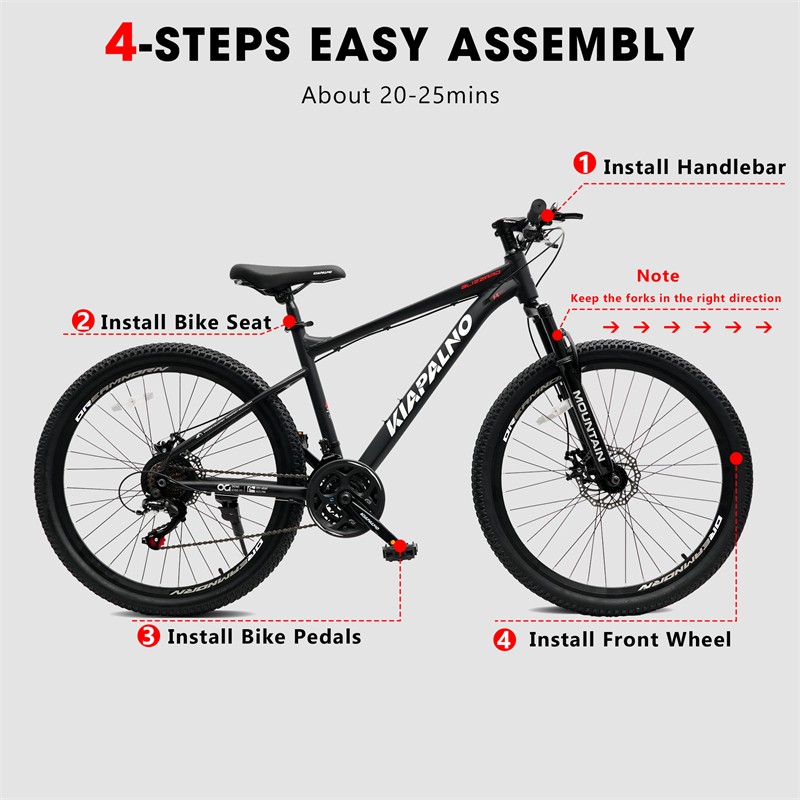 26in Mountain Bike w/ Disc Brakes 21-Speed Bicycle for Trail Riding & Touring