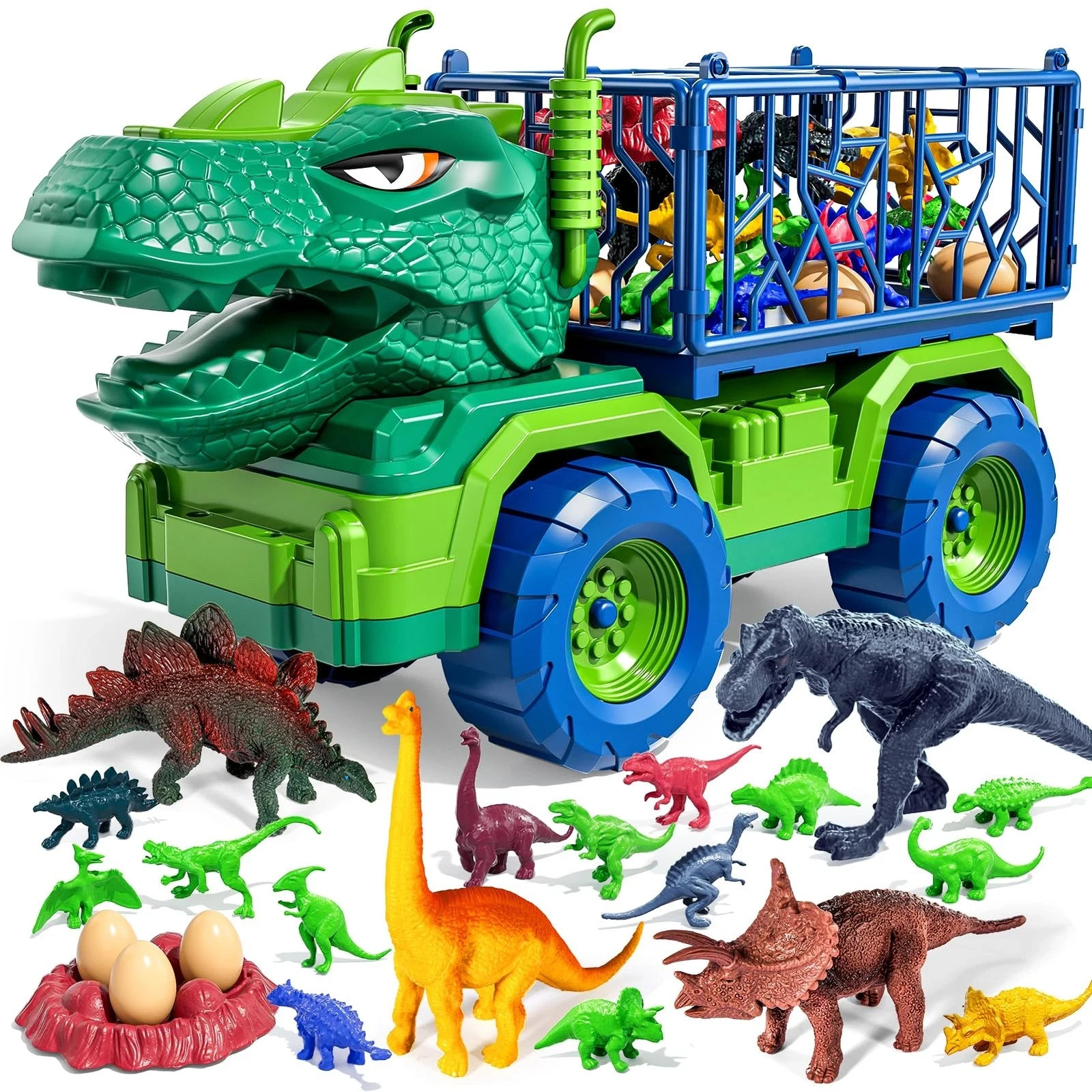 22 in 1 Toddler T-rex Dinosaur Truck Toy Set for Kids Boys 3-5 5-7,…