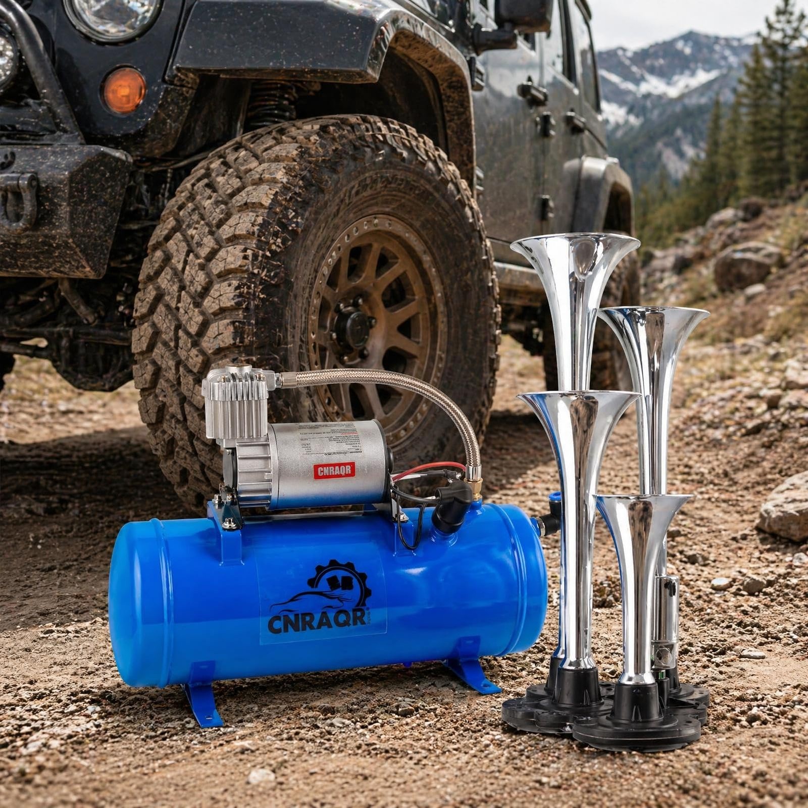 CNRAQR 178DB 4 Horns Train Horn with 1.6 gallon Air Tank and 150 PSI Compress…