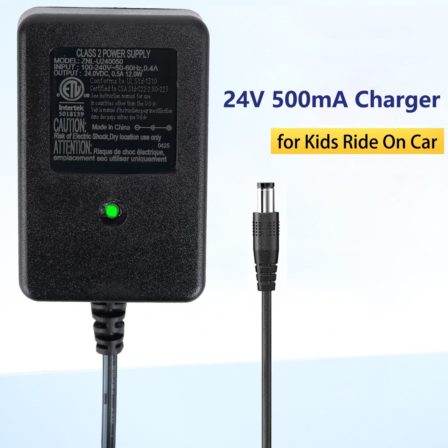 24V Kids Bumper Cars Power Adapter, 24V Battery Charger for Electric Ride on Toy