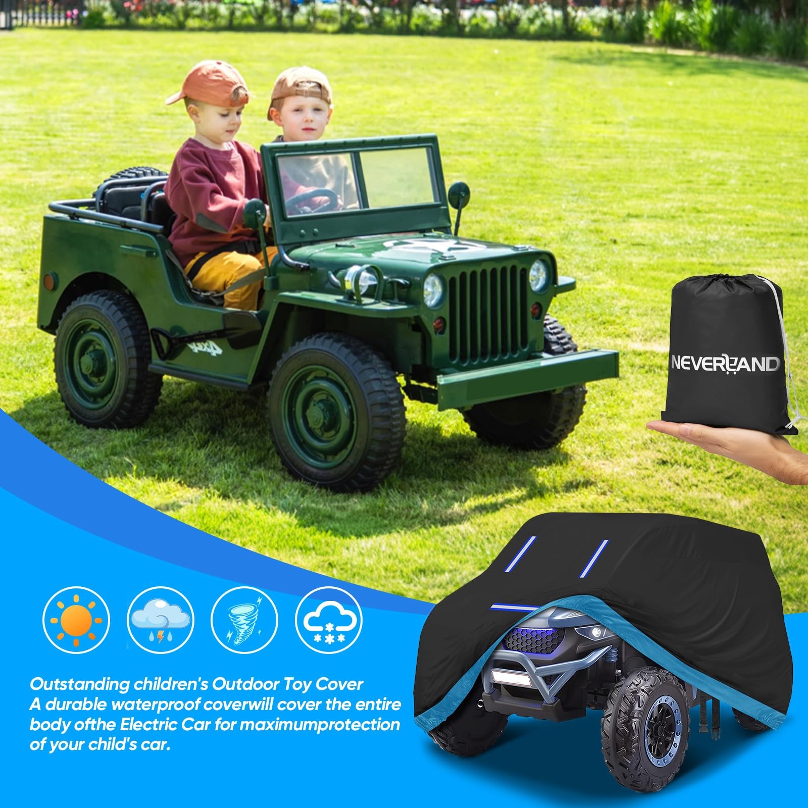 Kids Ride On Toy Car Cover,Large Power Wheels Cover Waterproof,Heavy Duty 420…