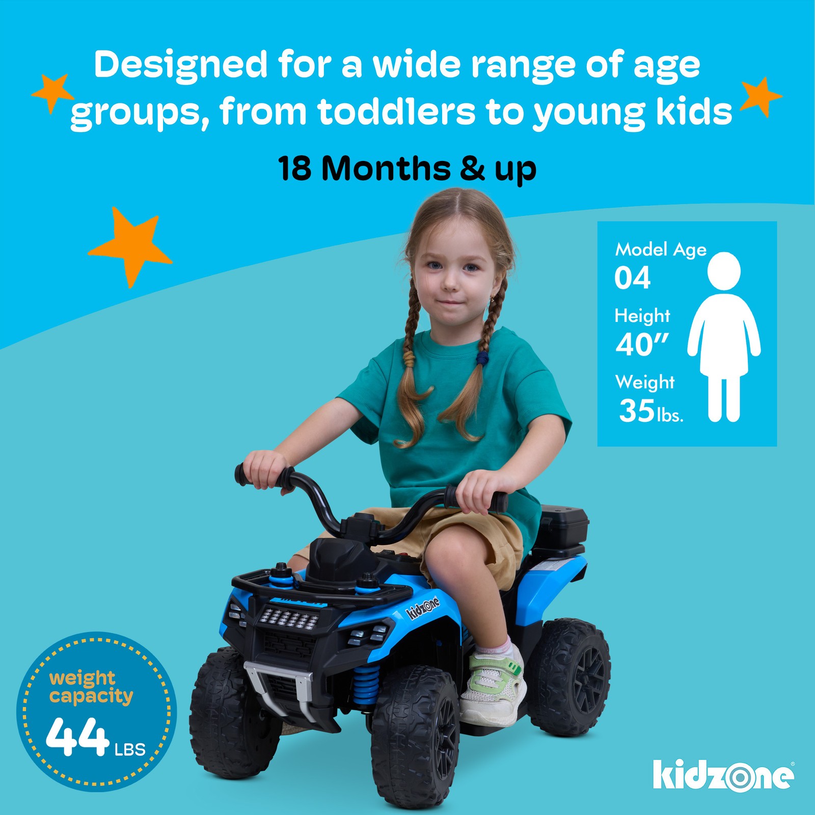 Kidzone Electric 6V Ride on ATV for Toddlers Safe Speed 1.5-2 km/h