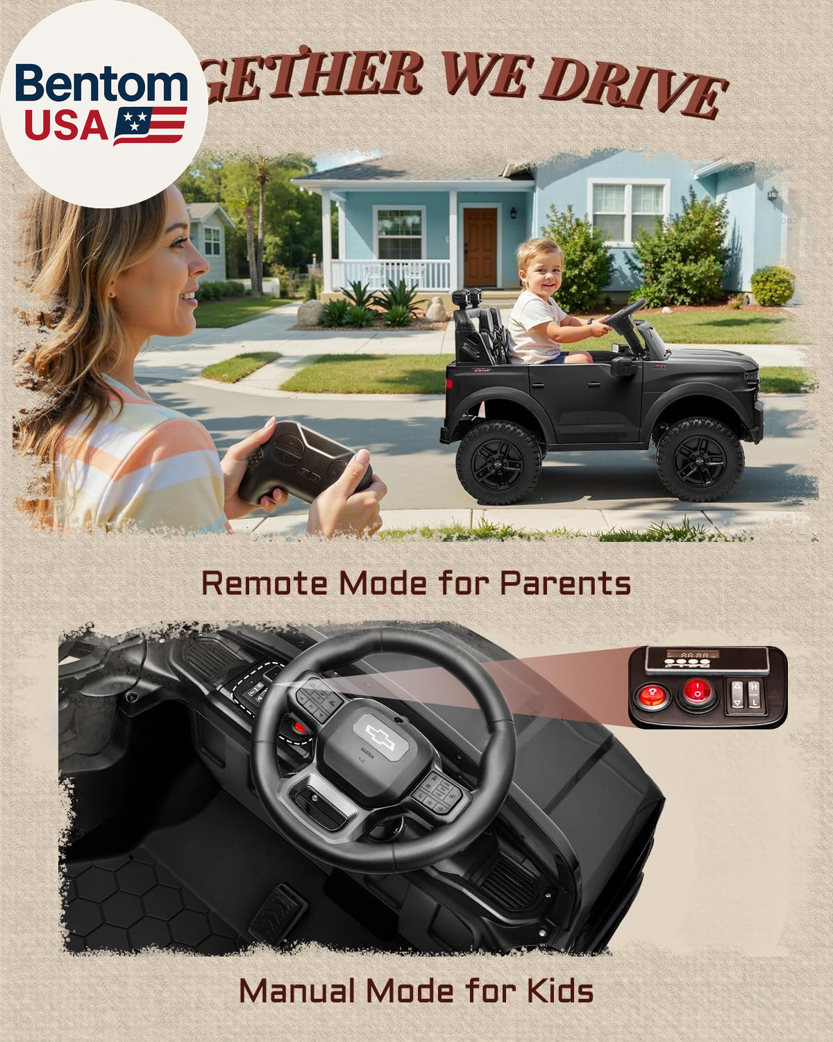 24V Chevrolet Silverado Ride On Truck 2 Seater Kids Electric Car Black
