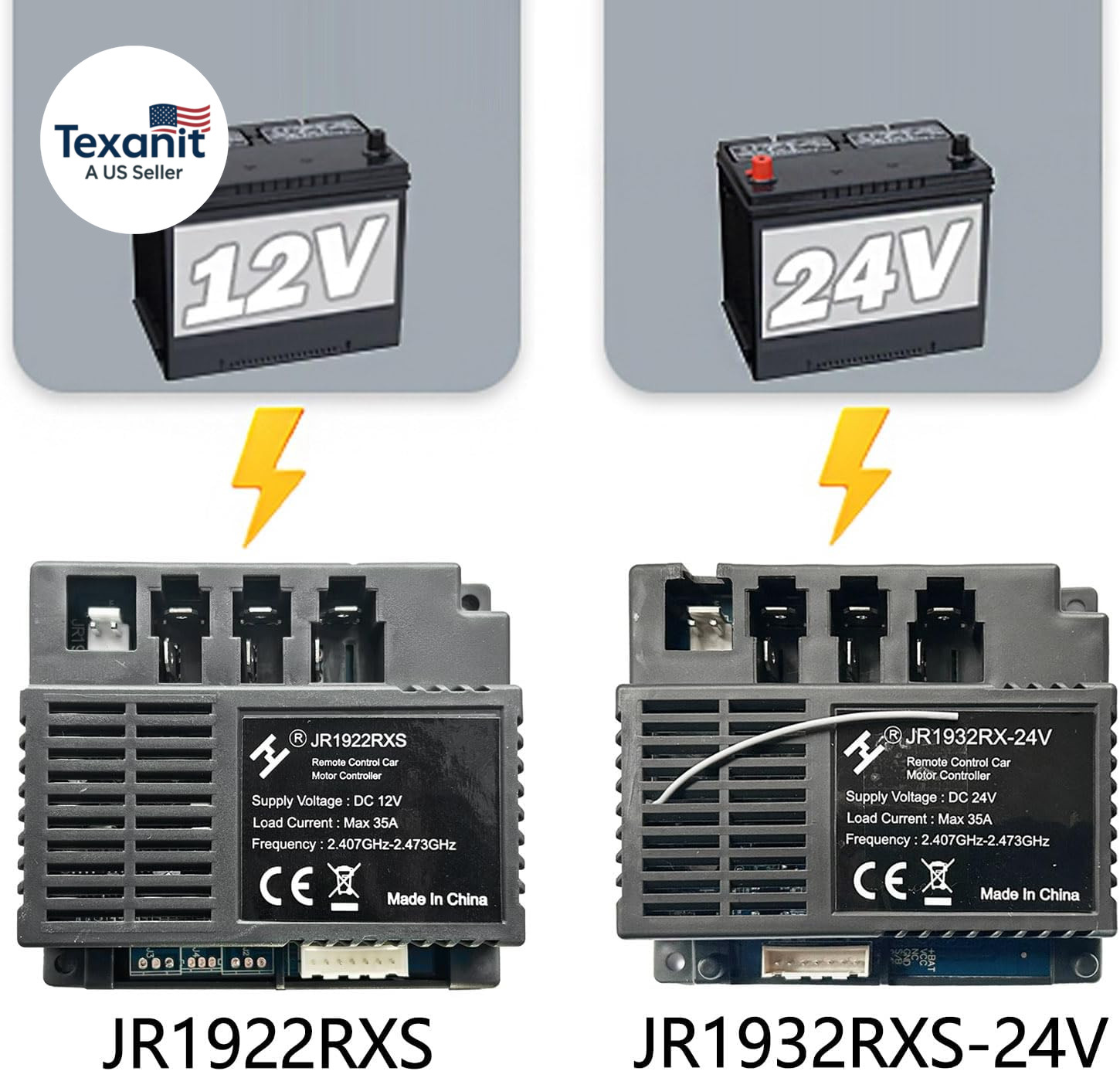 JR1932RX-24V Power Wheels Control Box with Remote Control,24Volt High Power Rece