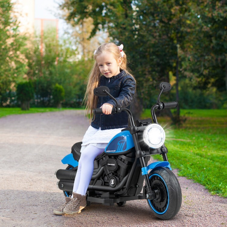 Kids Electric MotorBike Headlights Outdoor Garden Motorcycle W/ Training Wheels