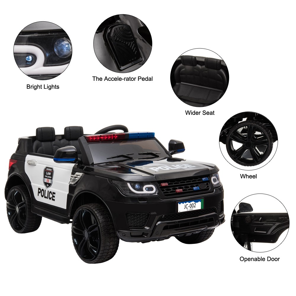 12V Kids Police Ride On SUV Car Toy Xmas Gift 3 Speed Light Music Remote US SHIP