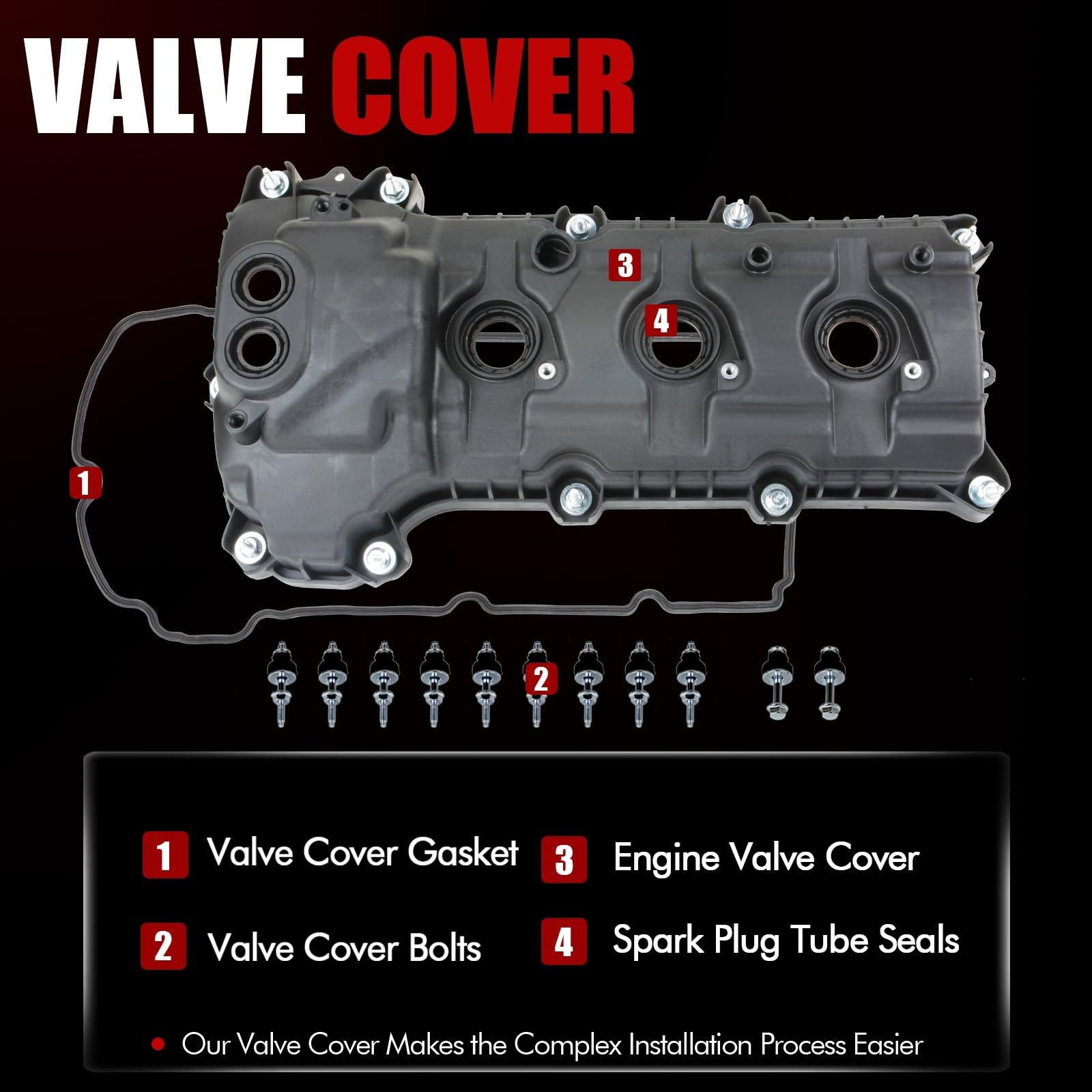 MITZONE Valve Cover Compatible with Ford Edge Explorer F-150 Flex Mustang Tau…