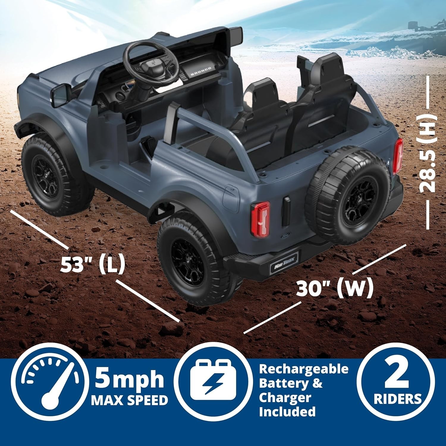 Battery Powered 12V Ford Bronco for Kids – 2-Seater Electric Adventure, Ages 3-7