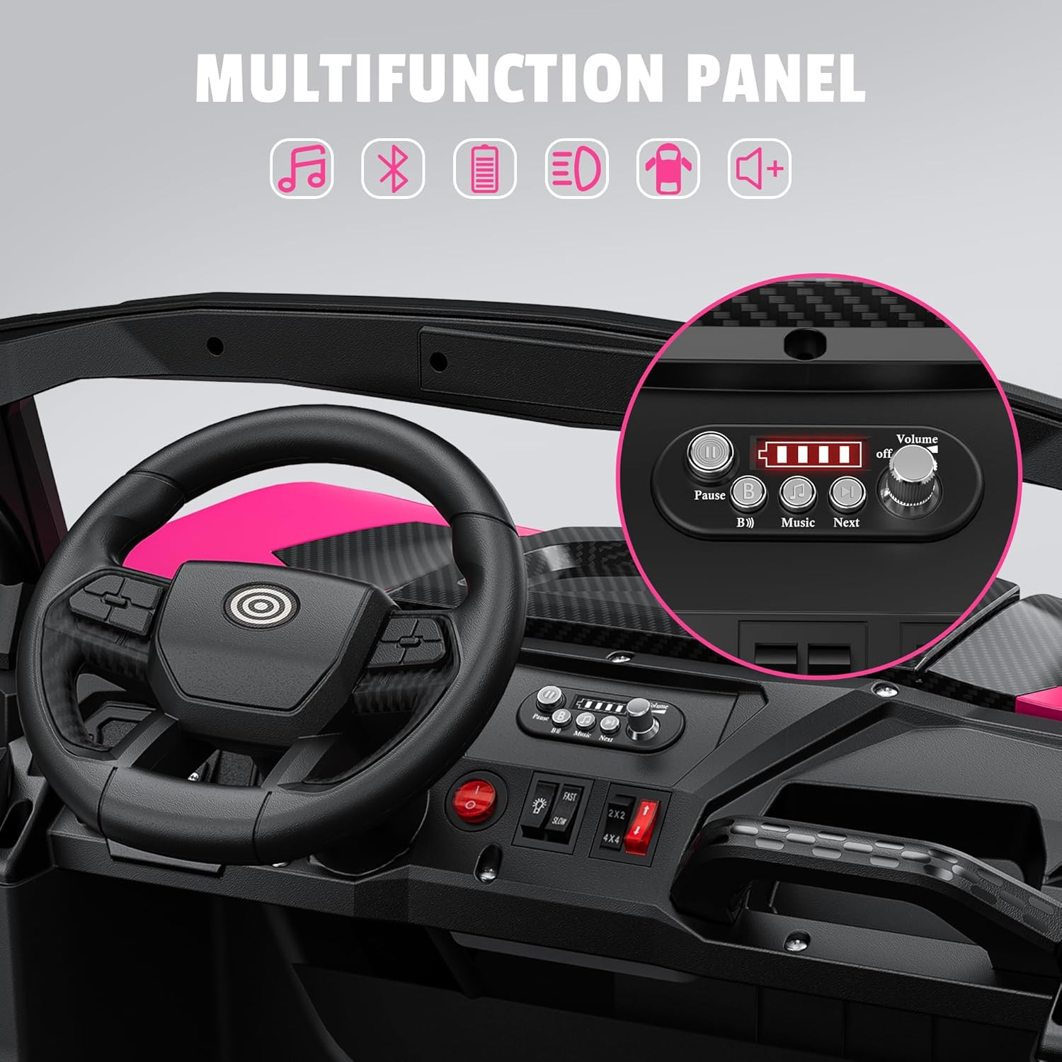 24V 2 Seater Ride on Car Truck 4X200W, EVA Tires, 4WD/2WD, Rainbow Lights, Remot