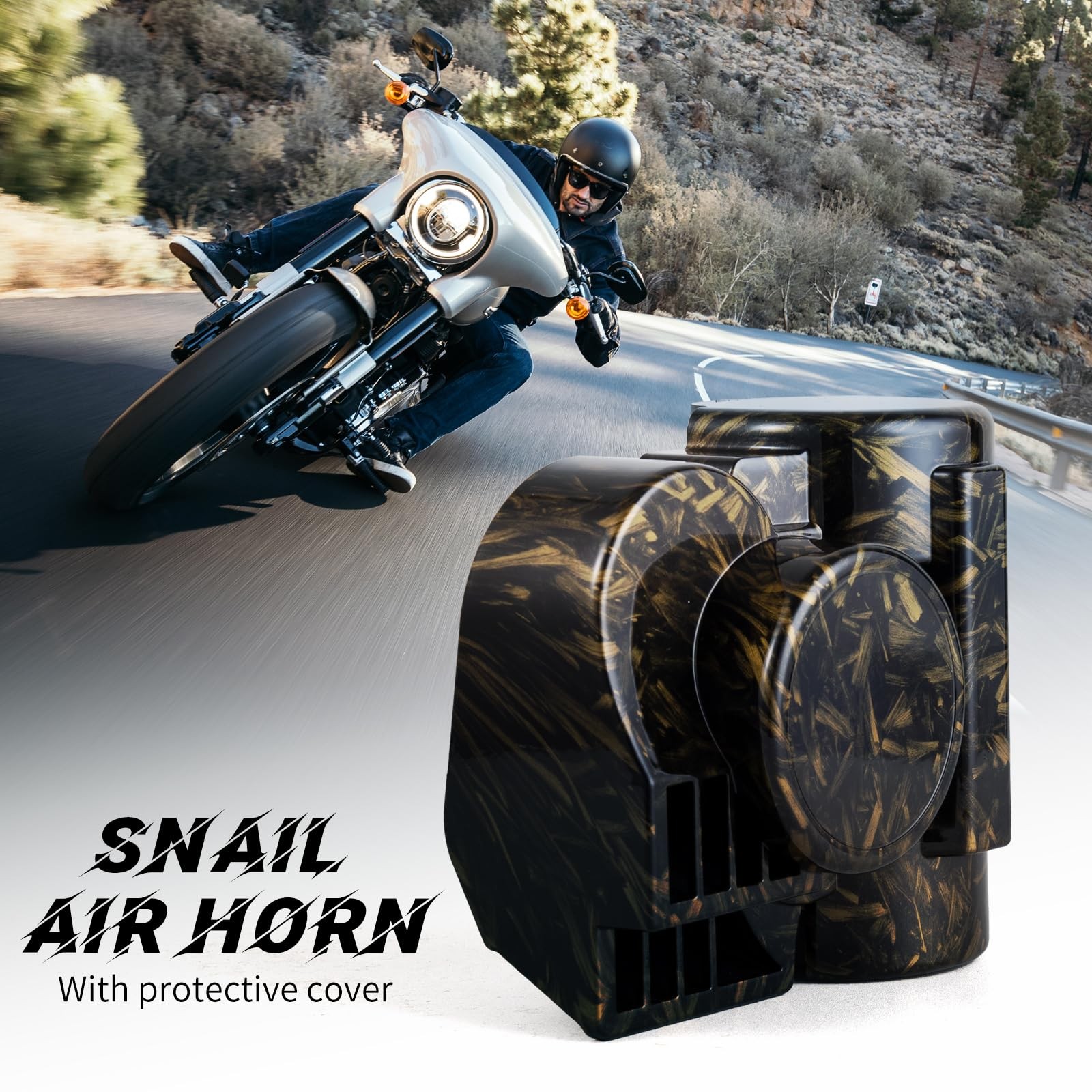 12V 150dB Super Loud Train Air Horn Compact Snail Truck Motorcycle RV Gold