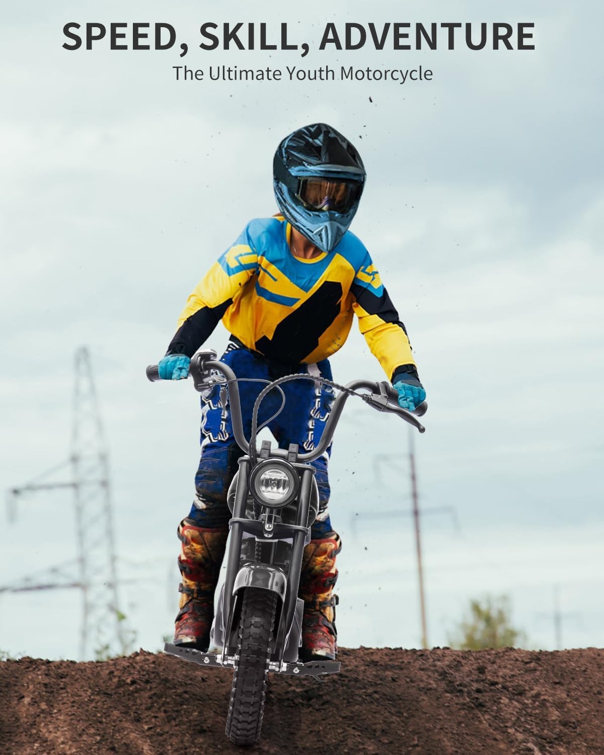 Kids Electric Dirt Bike Ages 8+,24v 250w,14MPH High Speed | LED Lights for Boys